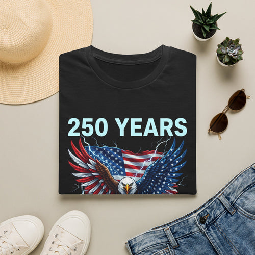 250 Years 1776–2026 Eagle & American Flag T-Shirt — Patriotic 250th Anniversary Tee