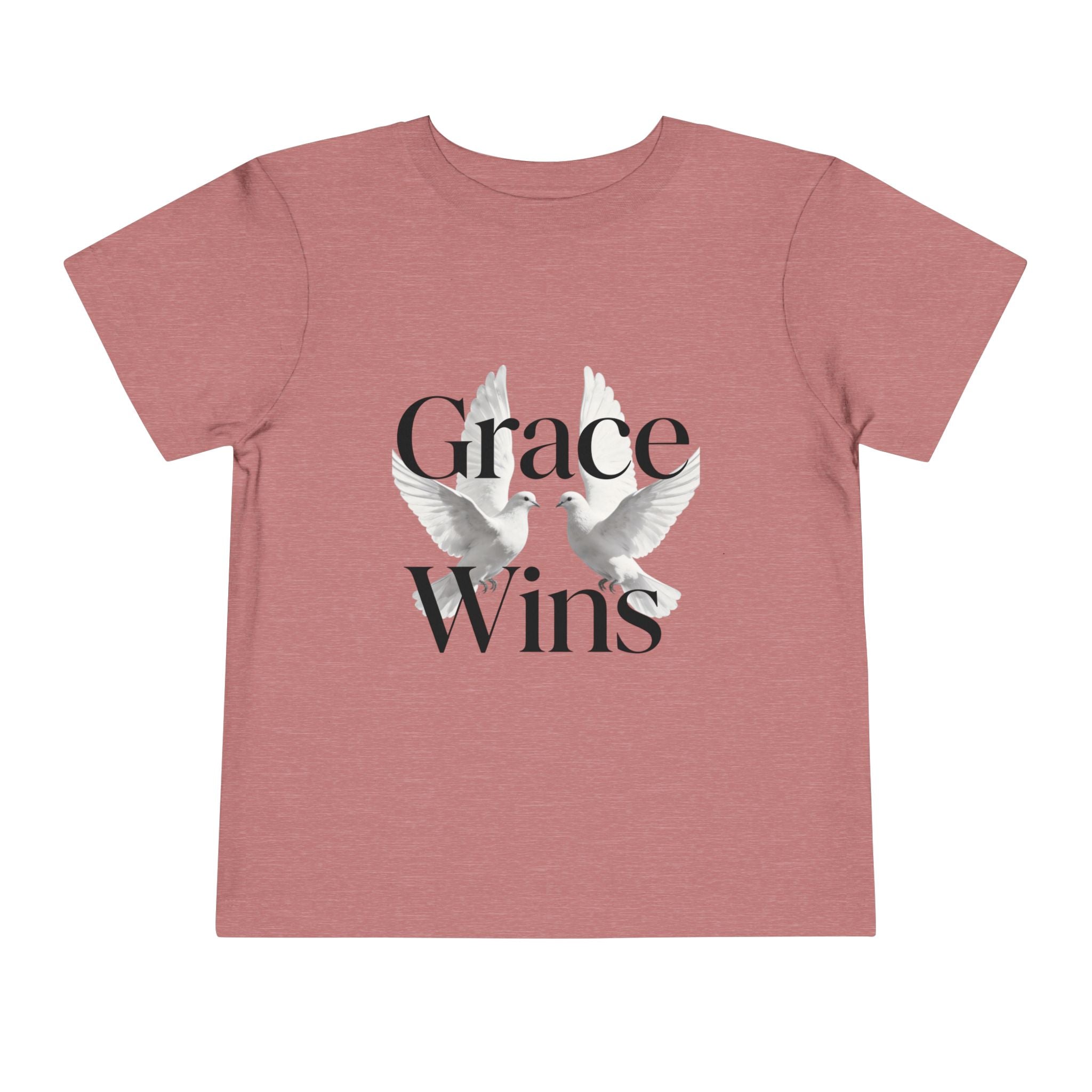 Toddler Tee — "Grace Wins" Dove Graphic Christian Short Sleeve Shirt