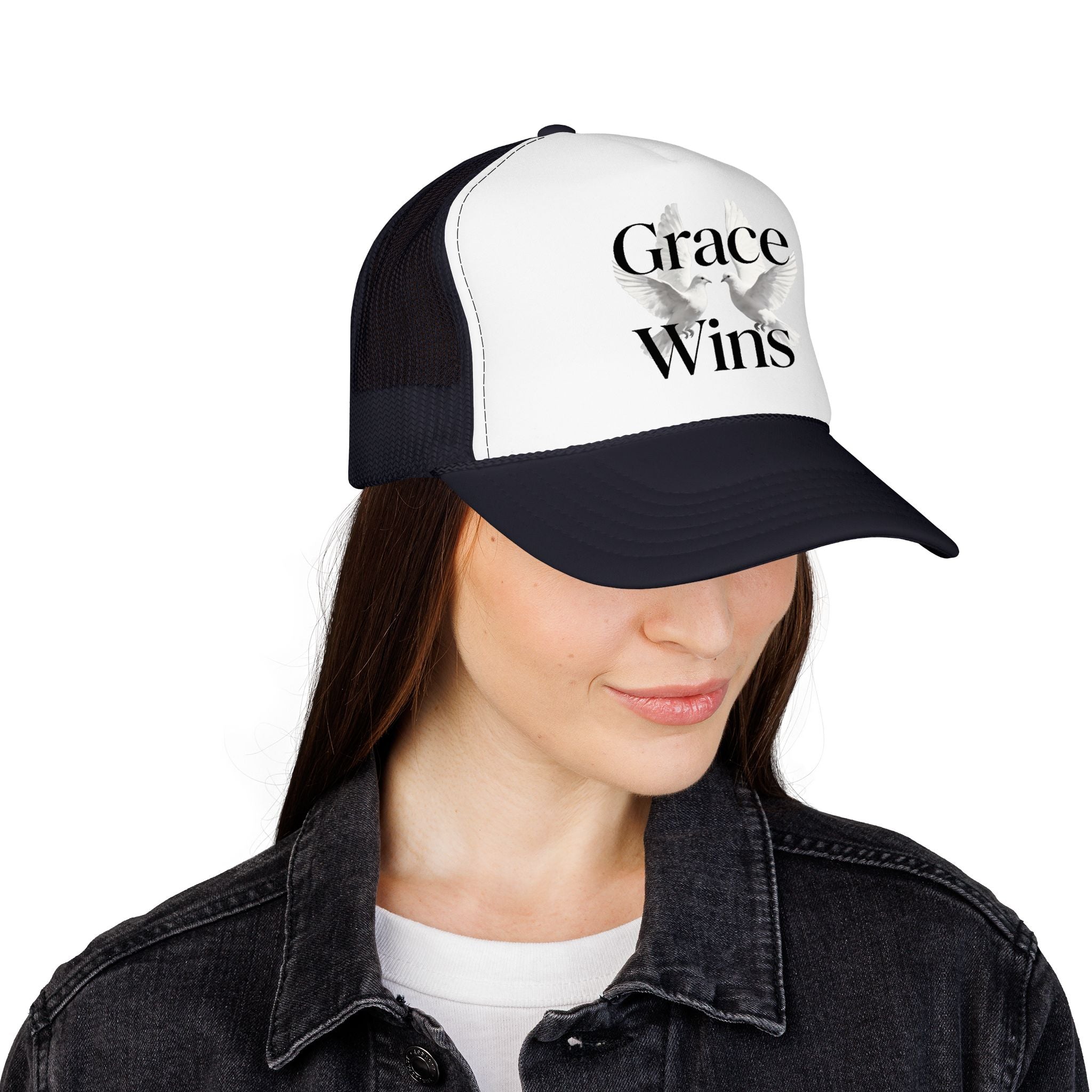 Grace Wins Trucker Hat — Inspirational Dove Foam Cap