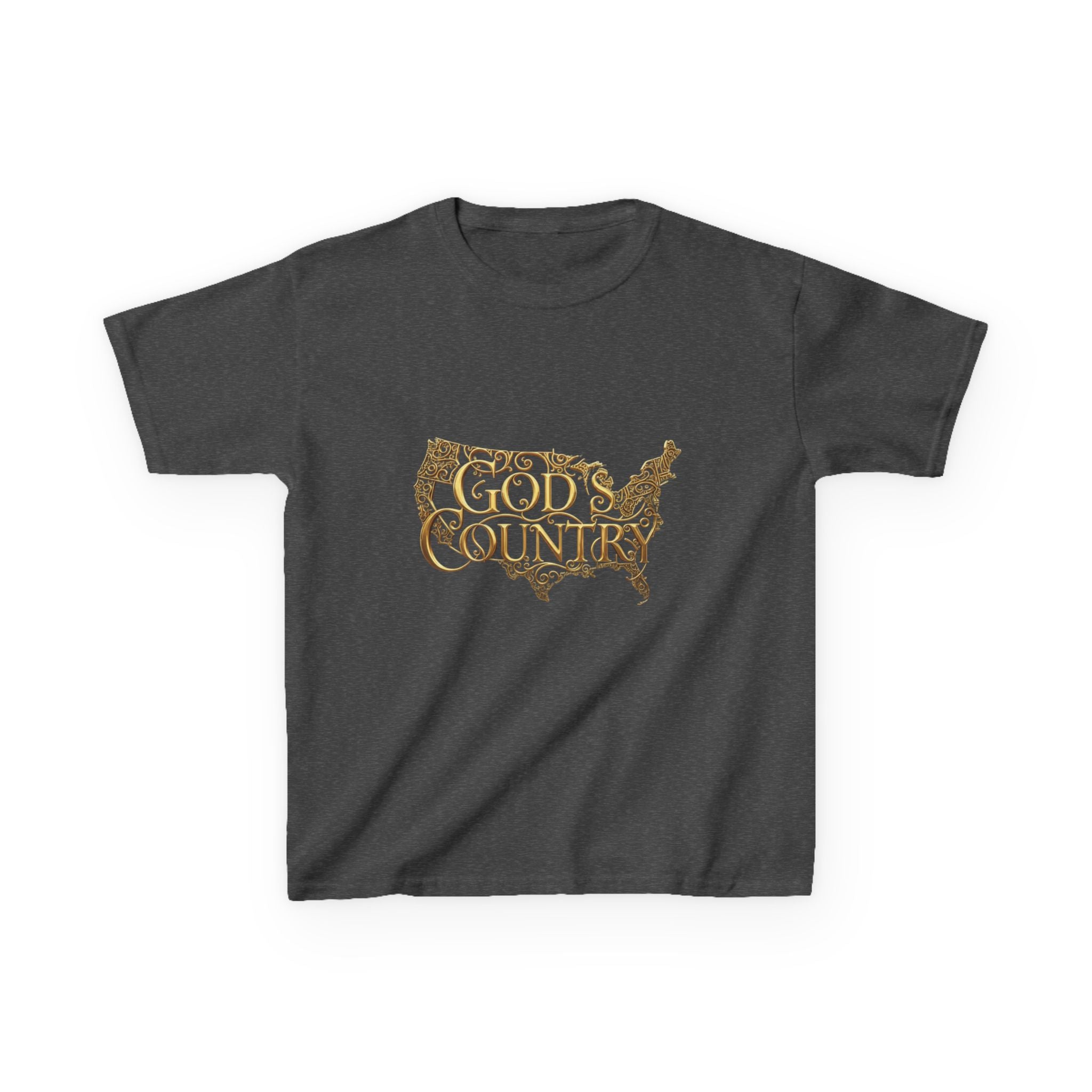Kids T‑Shirt — "God's Country" USA Map Kids Tee (Patriotic Christian Youth Shirt)