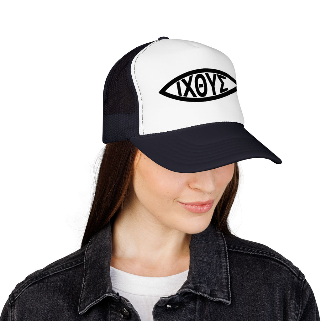 Christian Fish Trucker Hat with ΙΧΘΥΣ Ichthys Design