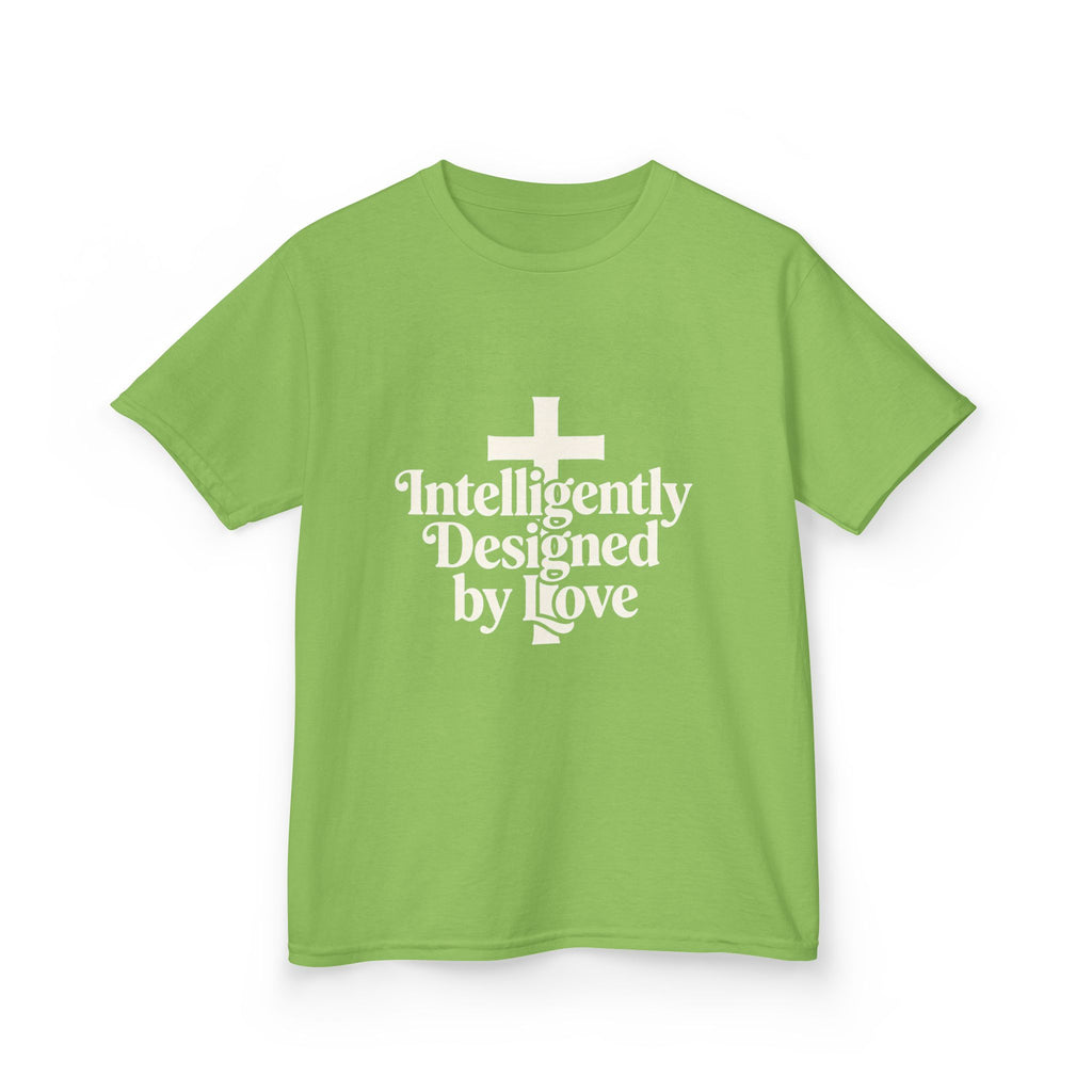 Kids Tee – "Intelligently Designed by Love" Christian Cross Shirt