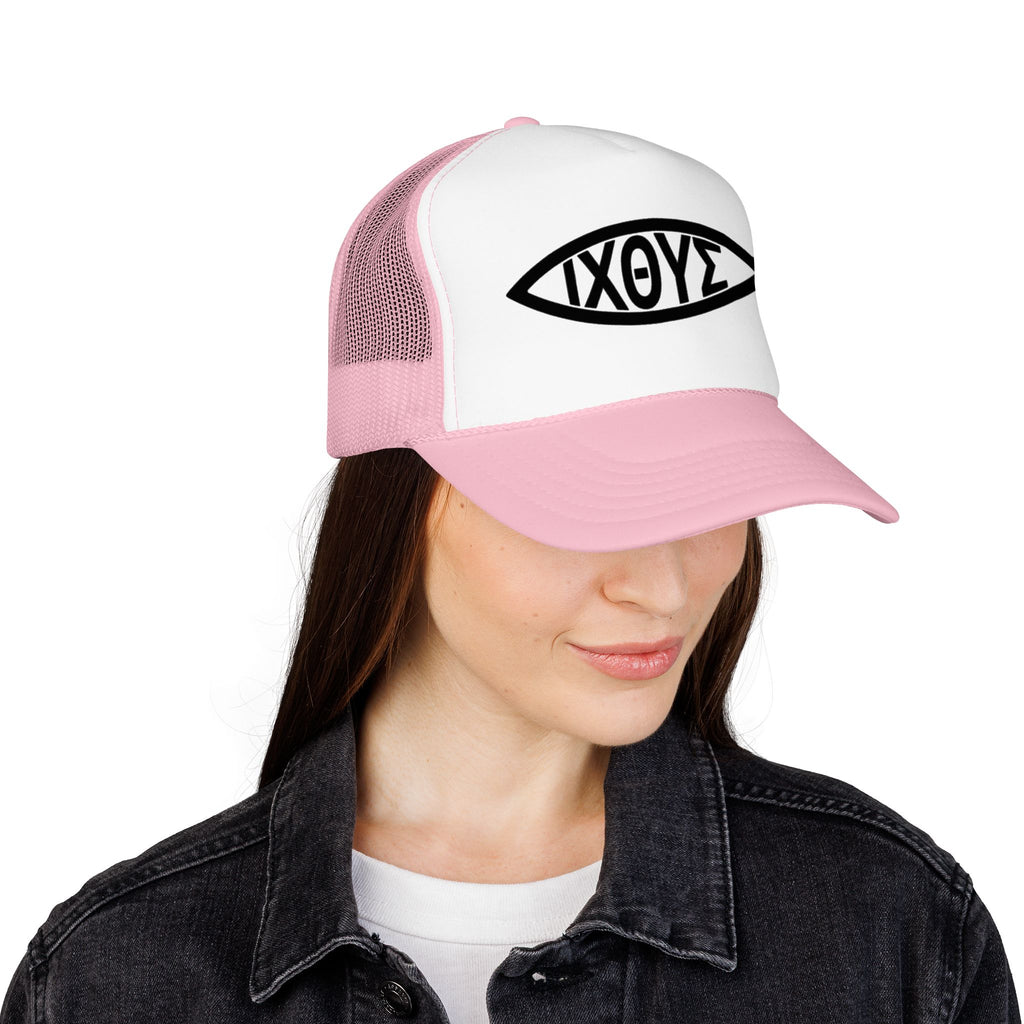 Christian Fish Trucker Hat with ΙΧΘΥΣ Ichthys Design