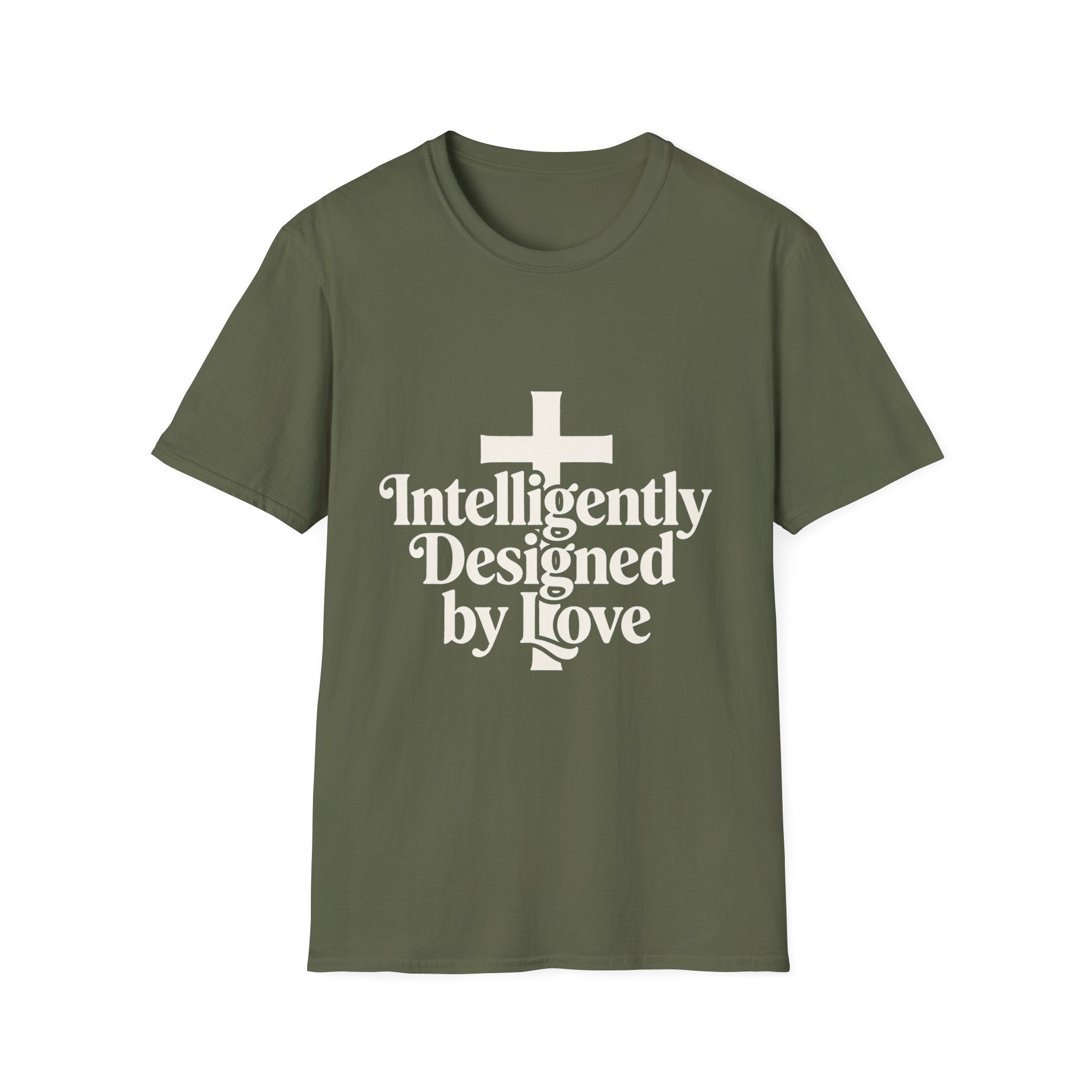 Christian T-Shirt — "Intelligently Designed by Love" Cross Faith Tee