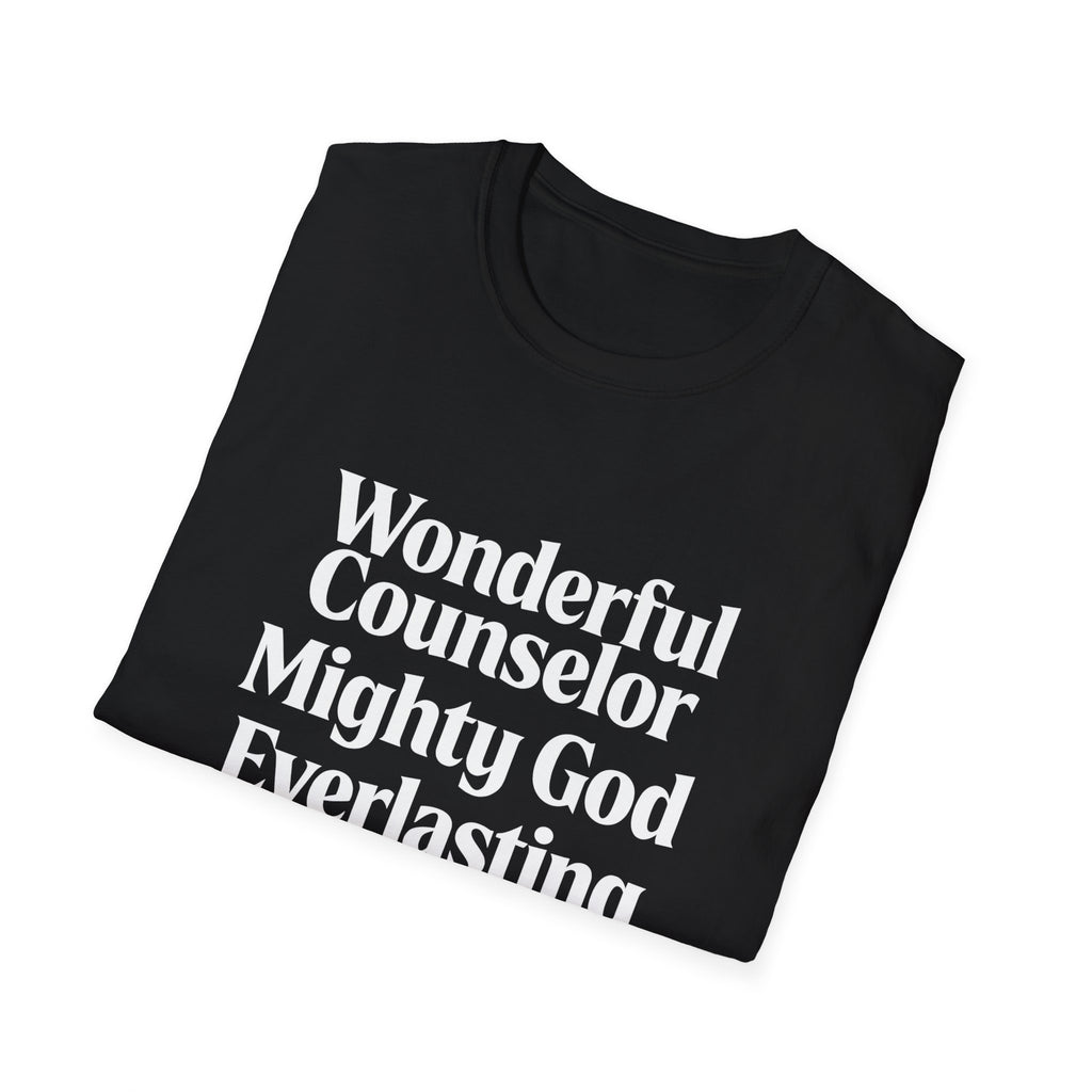 Names of Jesus from Isaiah T-Shirt — Plain Softstyle Crew Tee