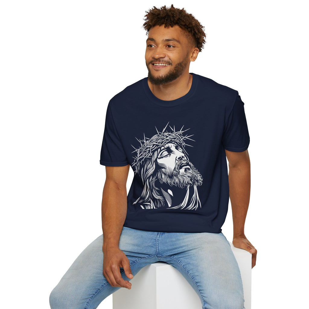 Jesus Portrait T-Shirt – Crown of Thorns Christian Faith Tee