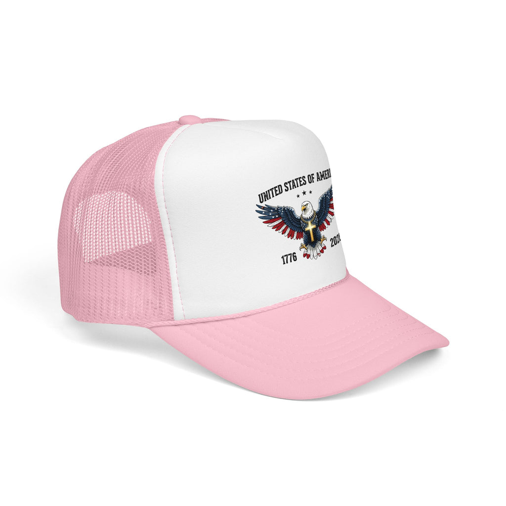 American Eagle Trucker Hat – Patriotic Cross & Flag Design