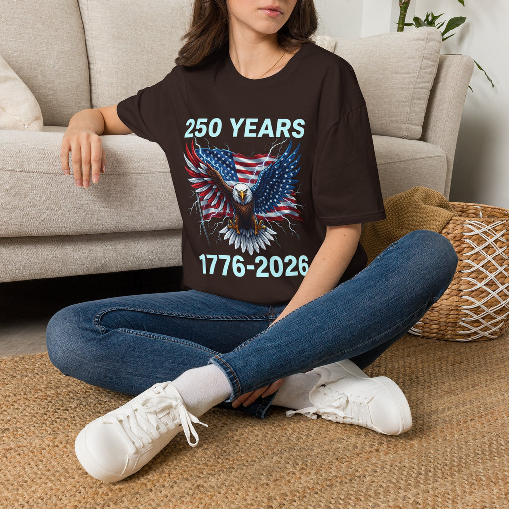250 Years 1776–2026 Eagle & American Flag T-Shirt — Patriotic 250th Anniversary Tee