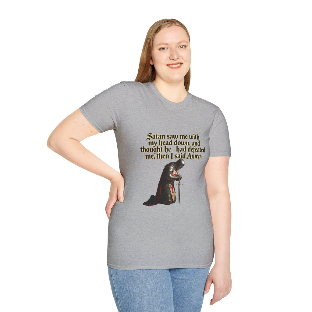 Christian Prayer T‑Shirt — "Satan Saw Me…Then I Said Amen" Faith Tee