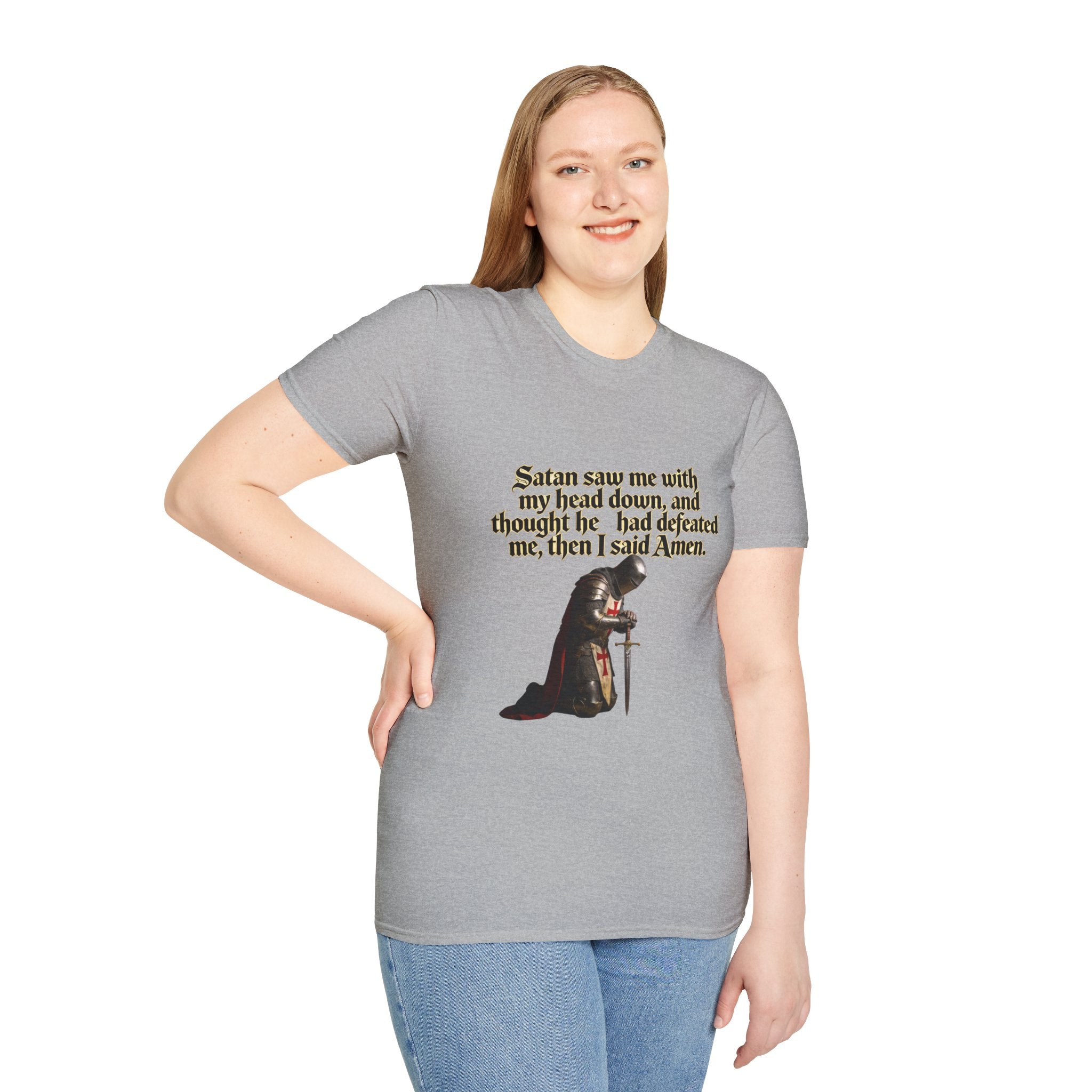 Christian Prayer T‑Shirt — "Satan Saw Me…Then I Said Amen" Faith Tee