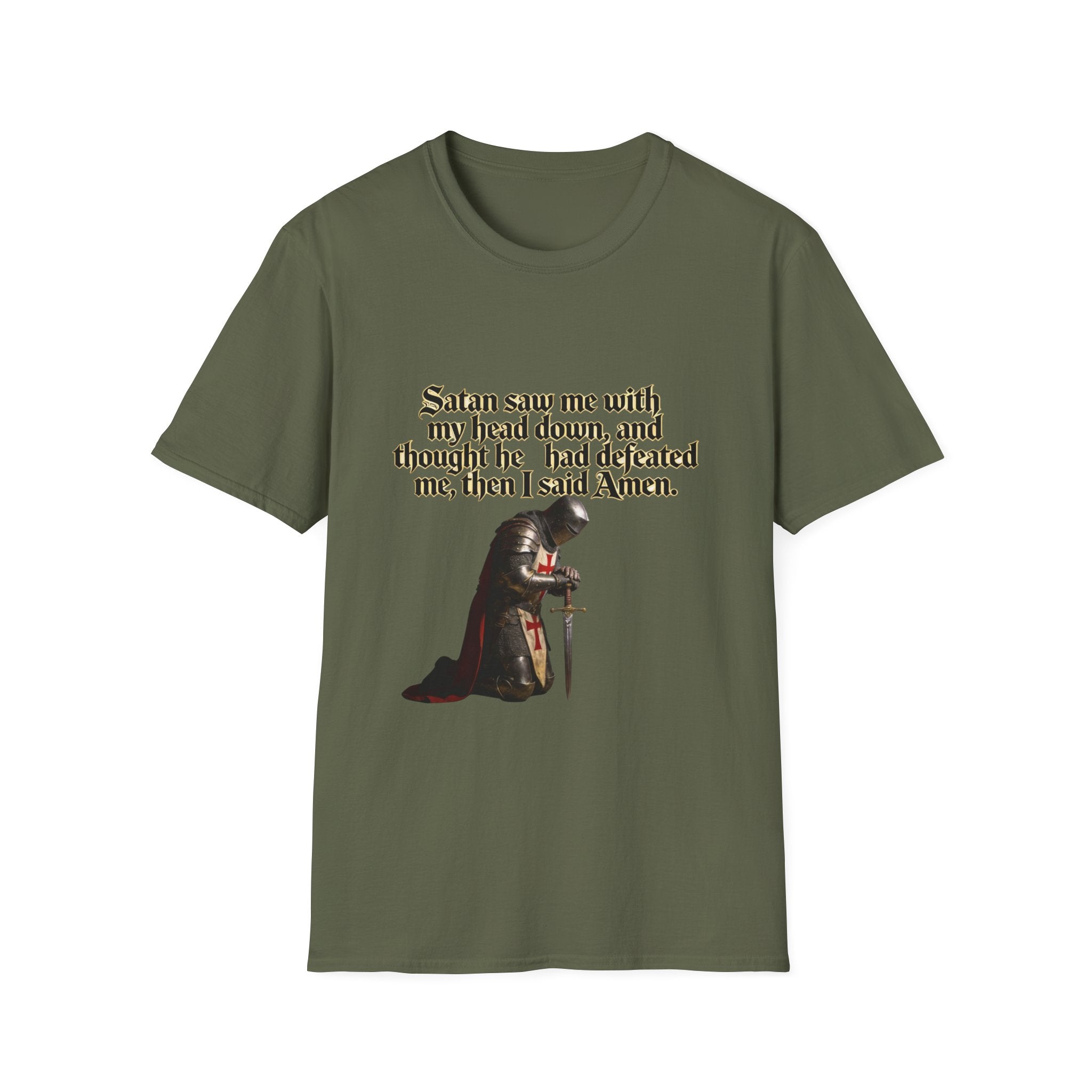 Christian Prayer T‑Shirt — "Satan Saw Me…Then I Said Amen" Faith Tee