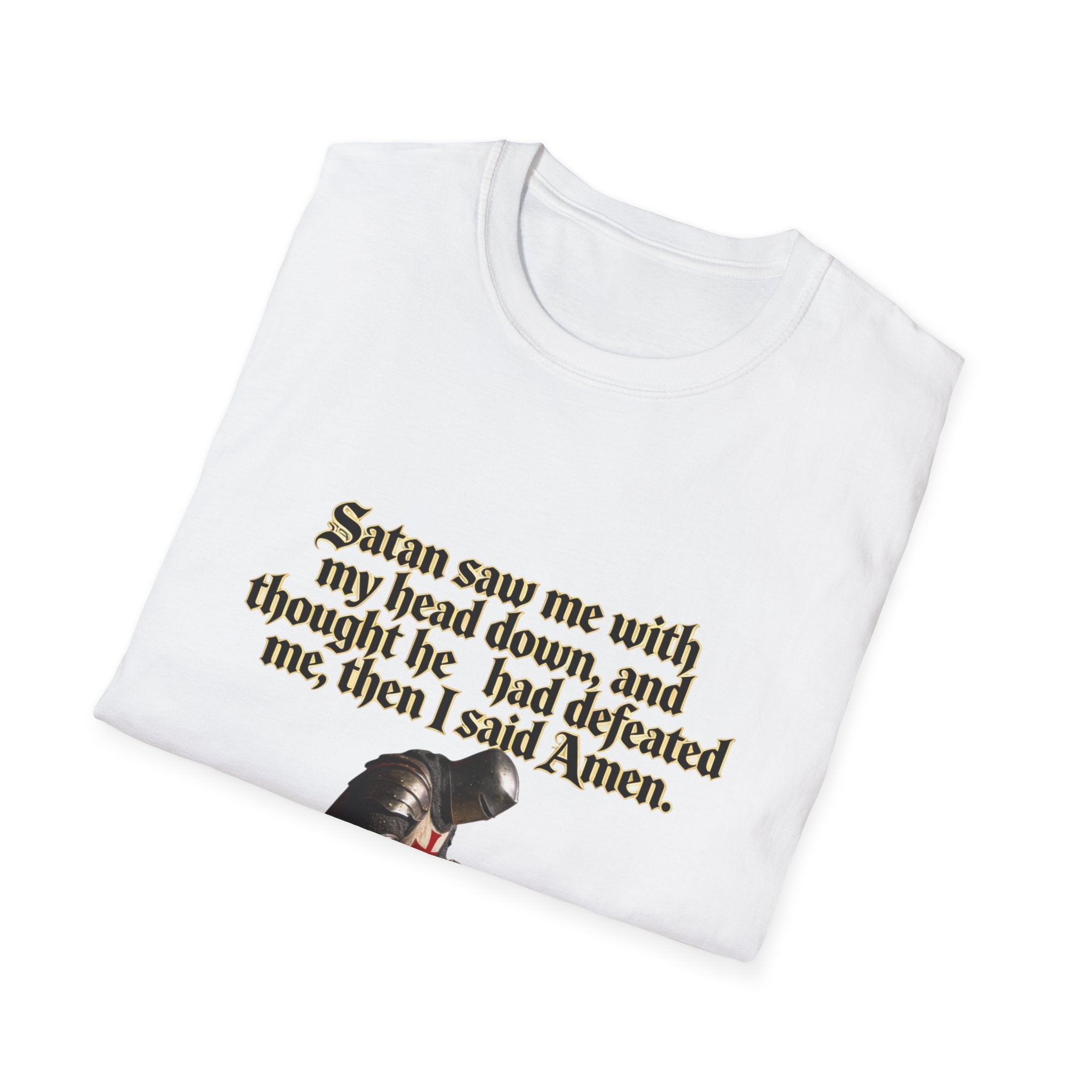 Christian Prayer T‑Shirt — "Satan Saw Me…Then I Said Amen" Faith Tee