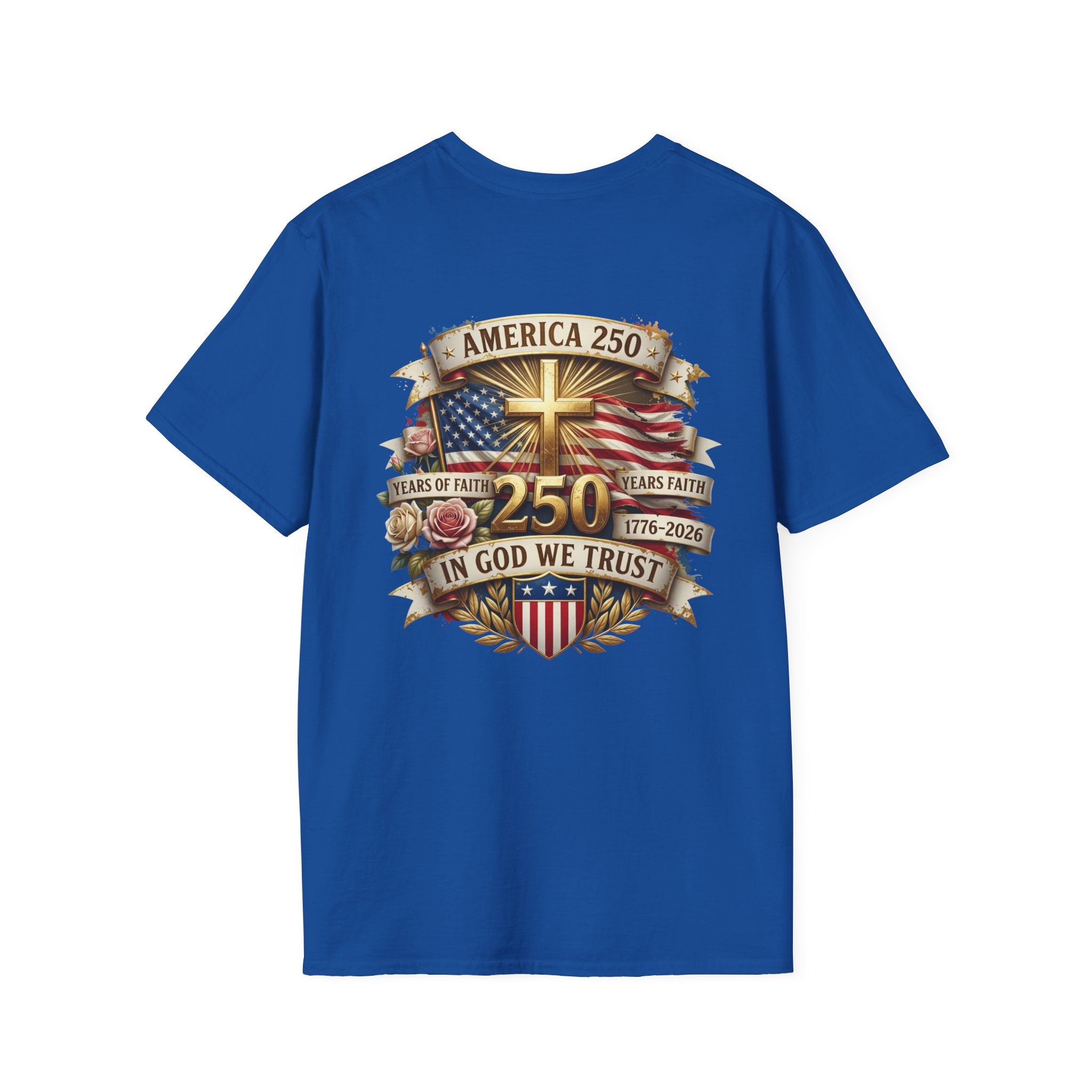 His Life Apparel Christian American 250 T‑Shirt — Three Crosses Faith Graphic