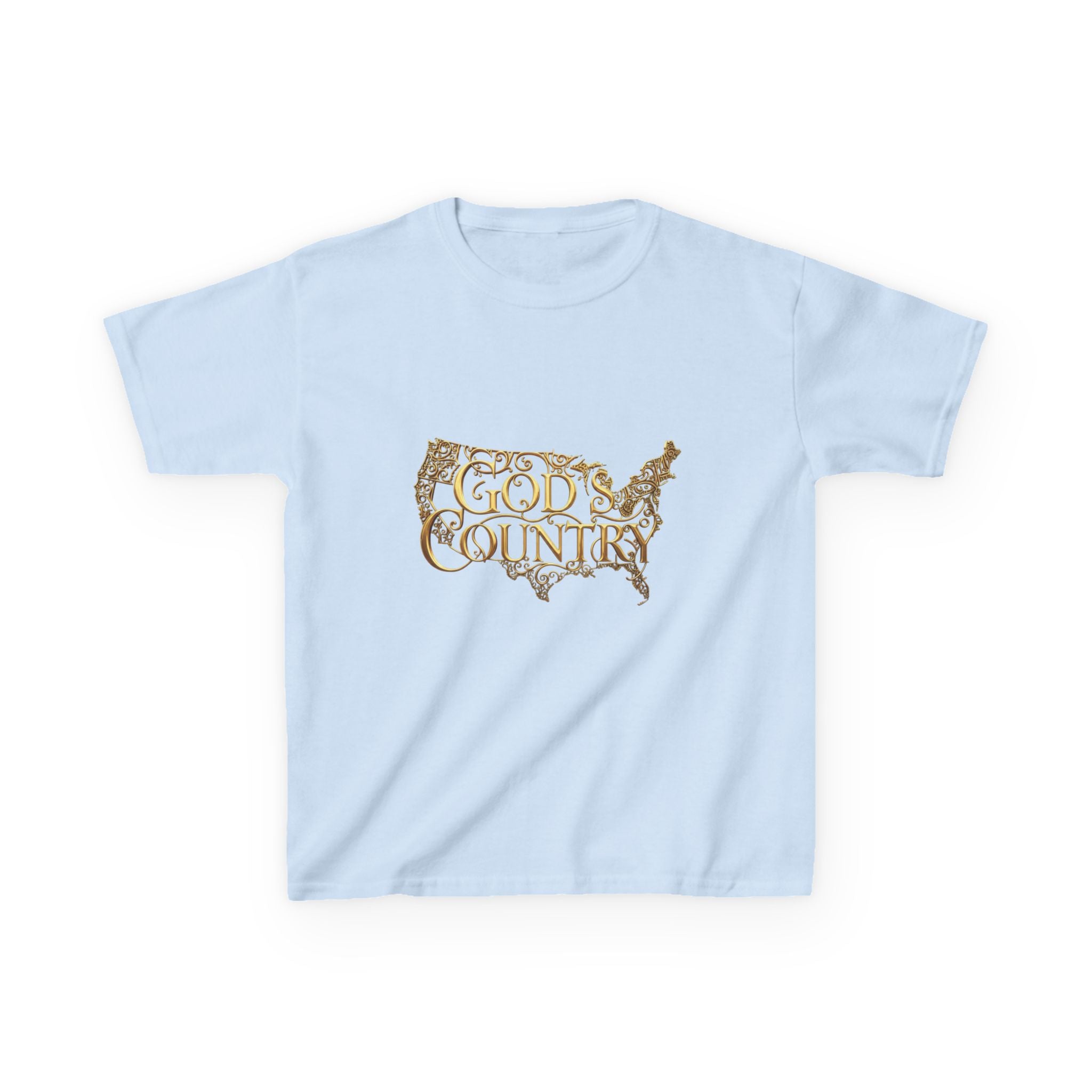 Kids T‑Shirt — "God's Country" USA Map Kids Tee (Patriotic Christian Youth Shirt)