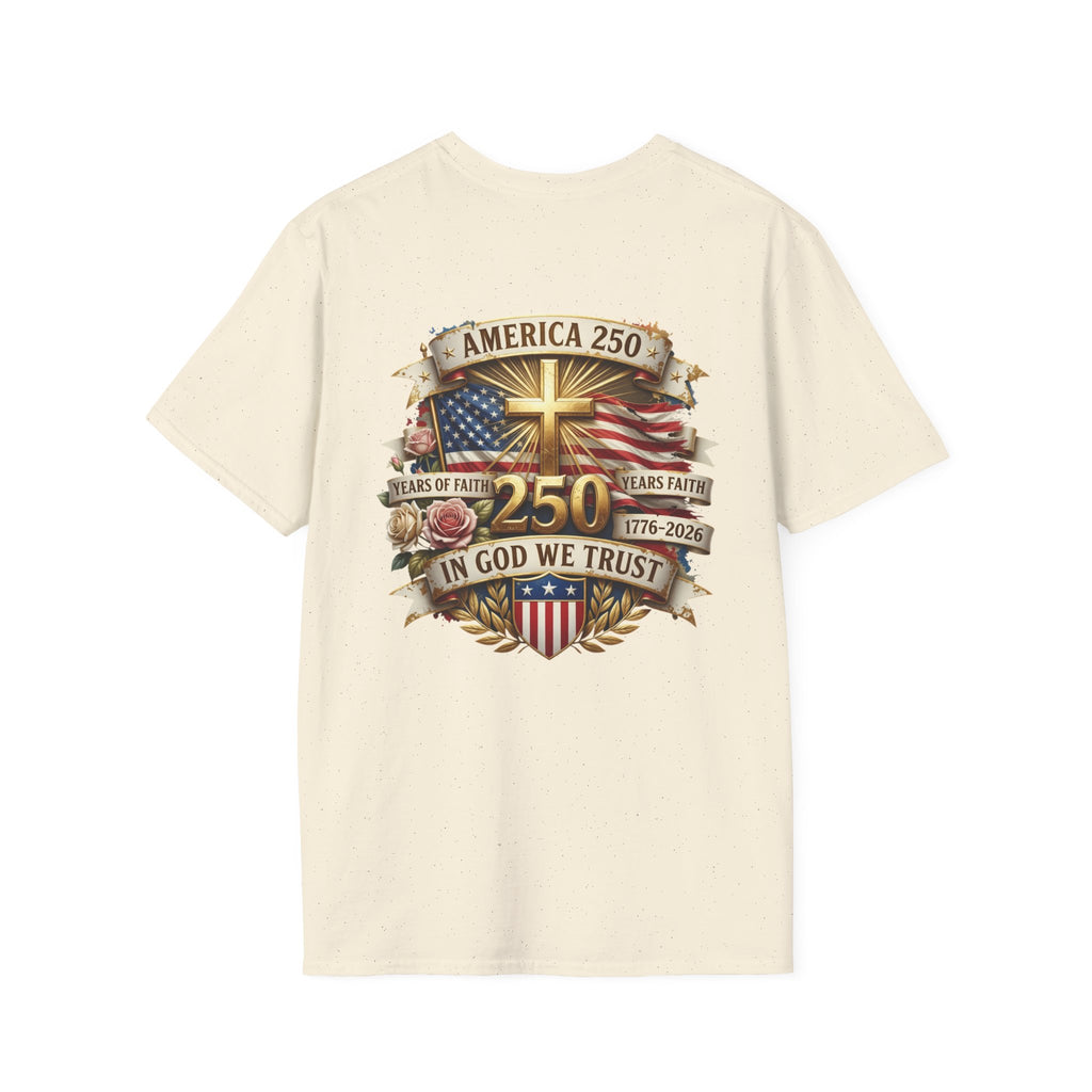 His Life Christian America 250 T-Shirt — Small Cross Logo Faith Tee