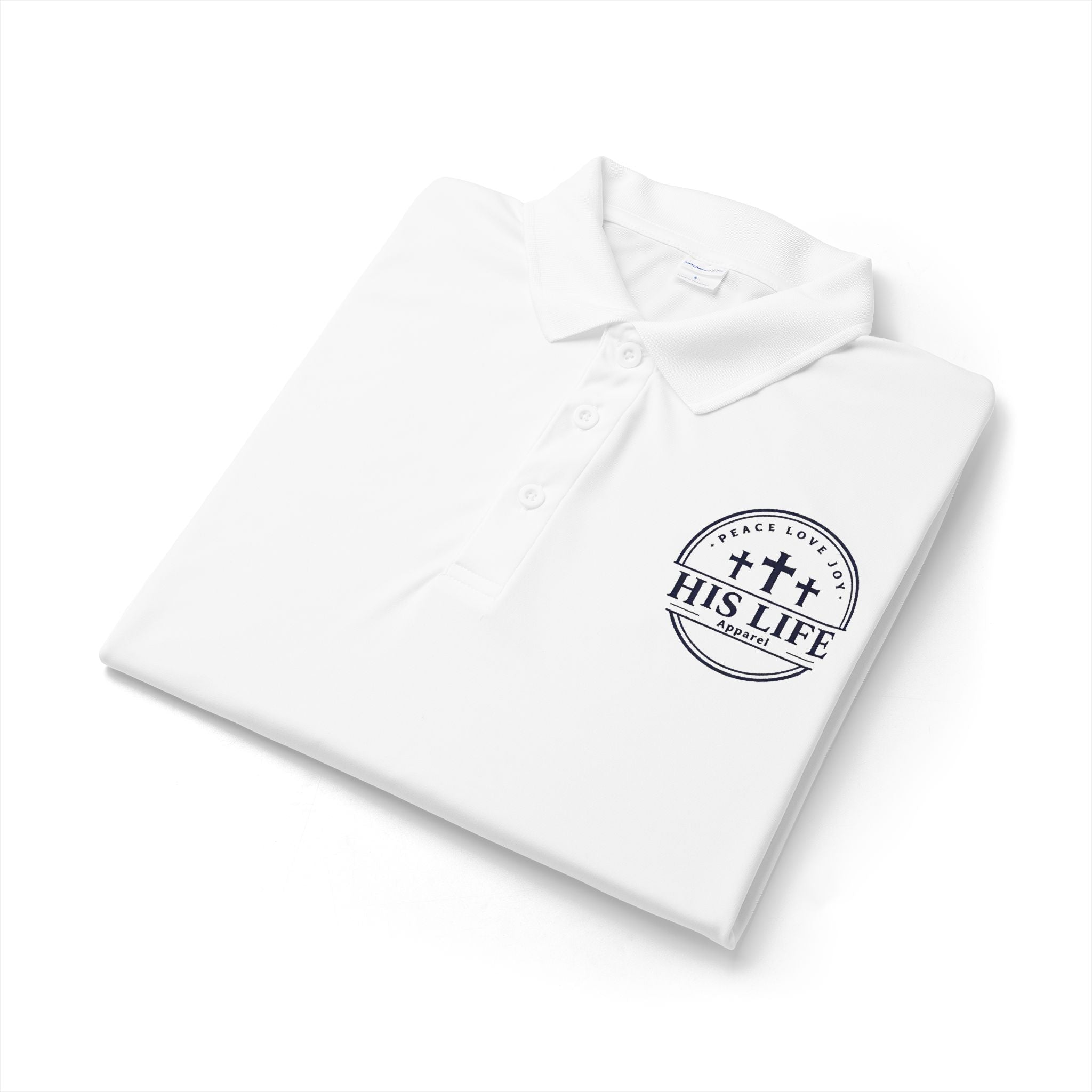 His Life Polo Shirt — Christian Cross Faith Logo Embroidered Polo