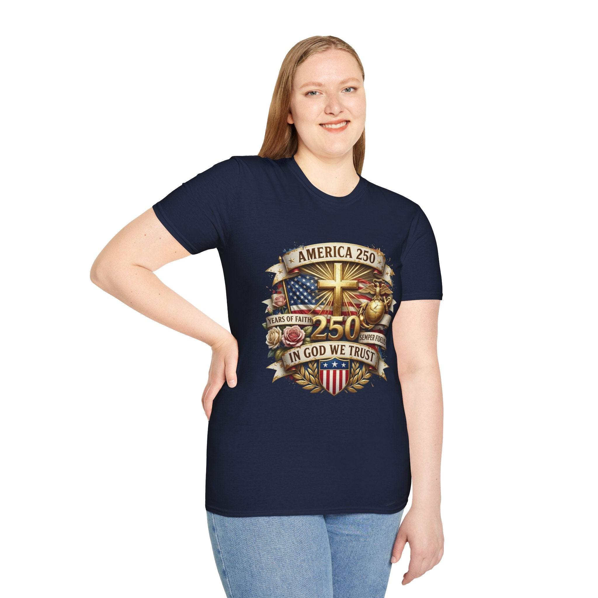 America 250 Christian T-Shirt — "In God We Trust" Patriotic Faith Tee