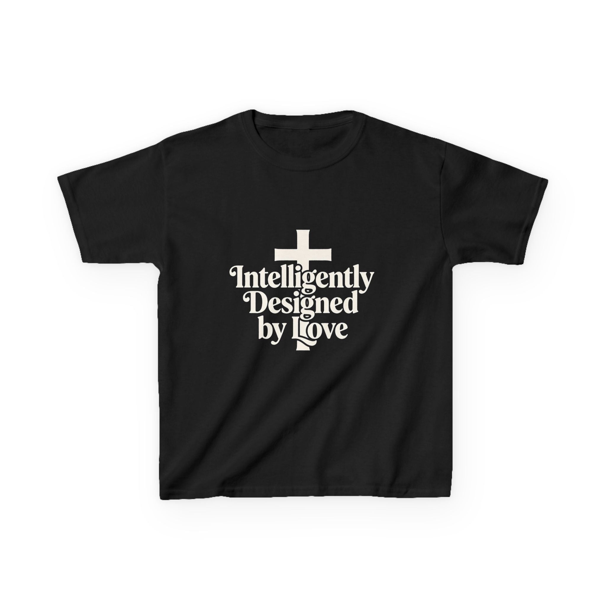 Kids Tee – "Intelligently Designed by Love" Christian Cross Shirt