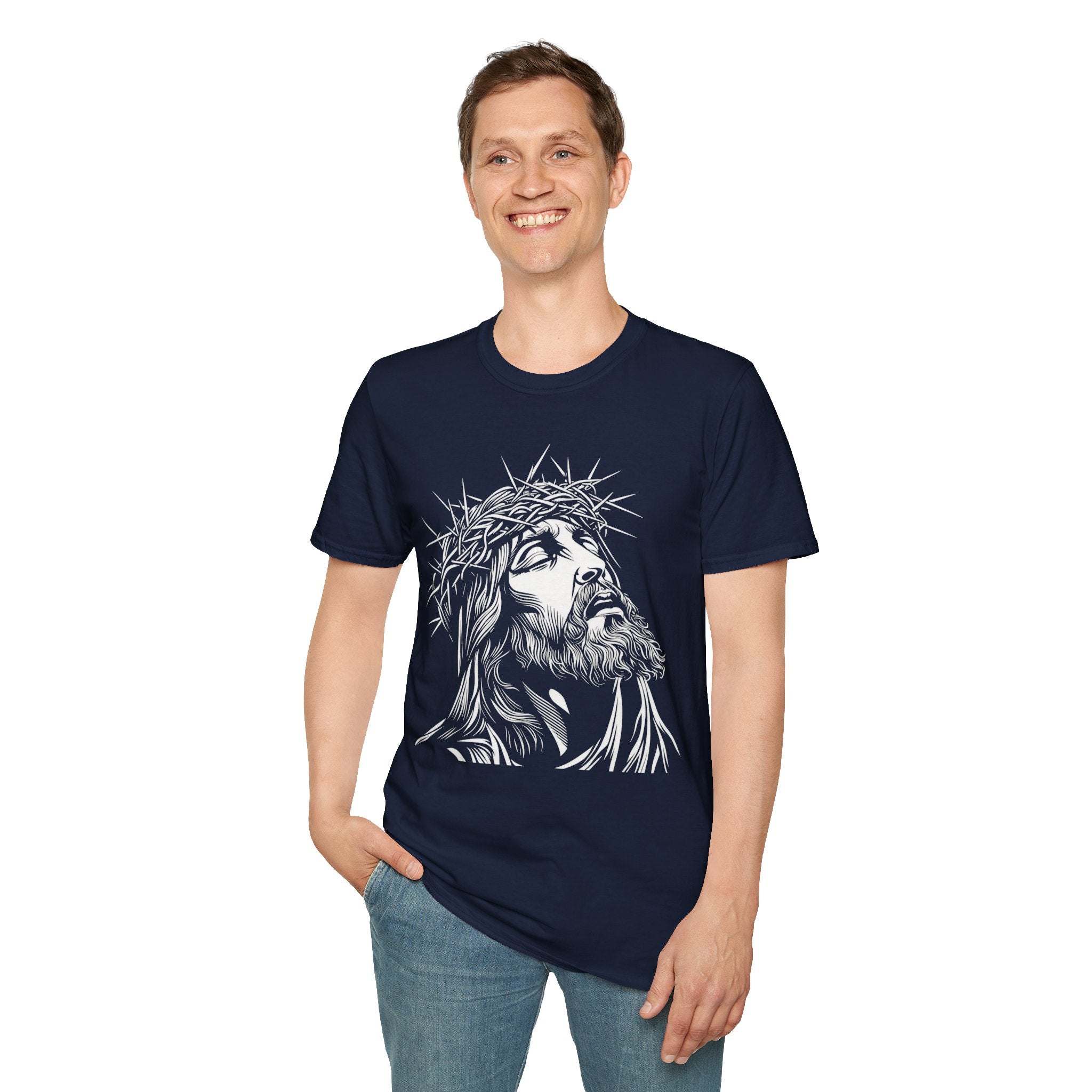Jesus Portrait T-Shirt – Crown of Thorns Christian Faith Tee