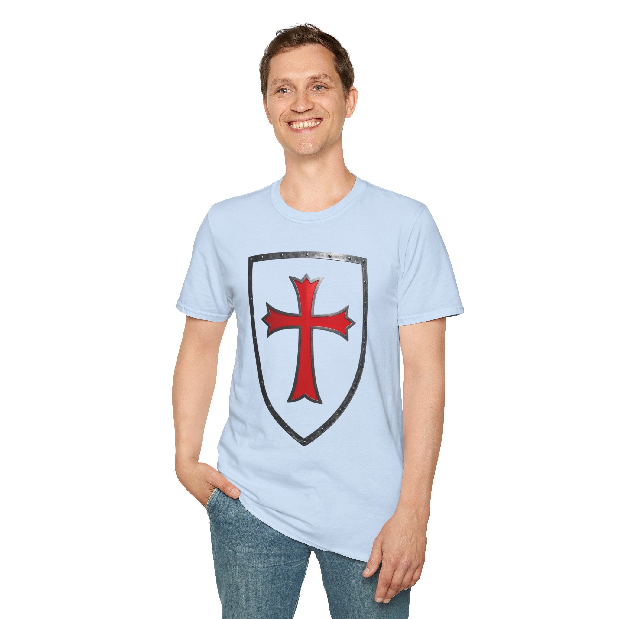 Crusader Shield T-Shirt — Red Cross Medieval Shield Tee