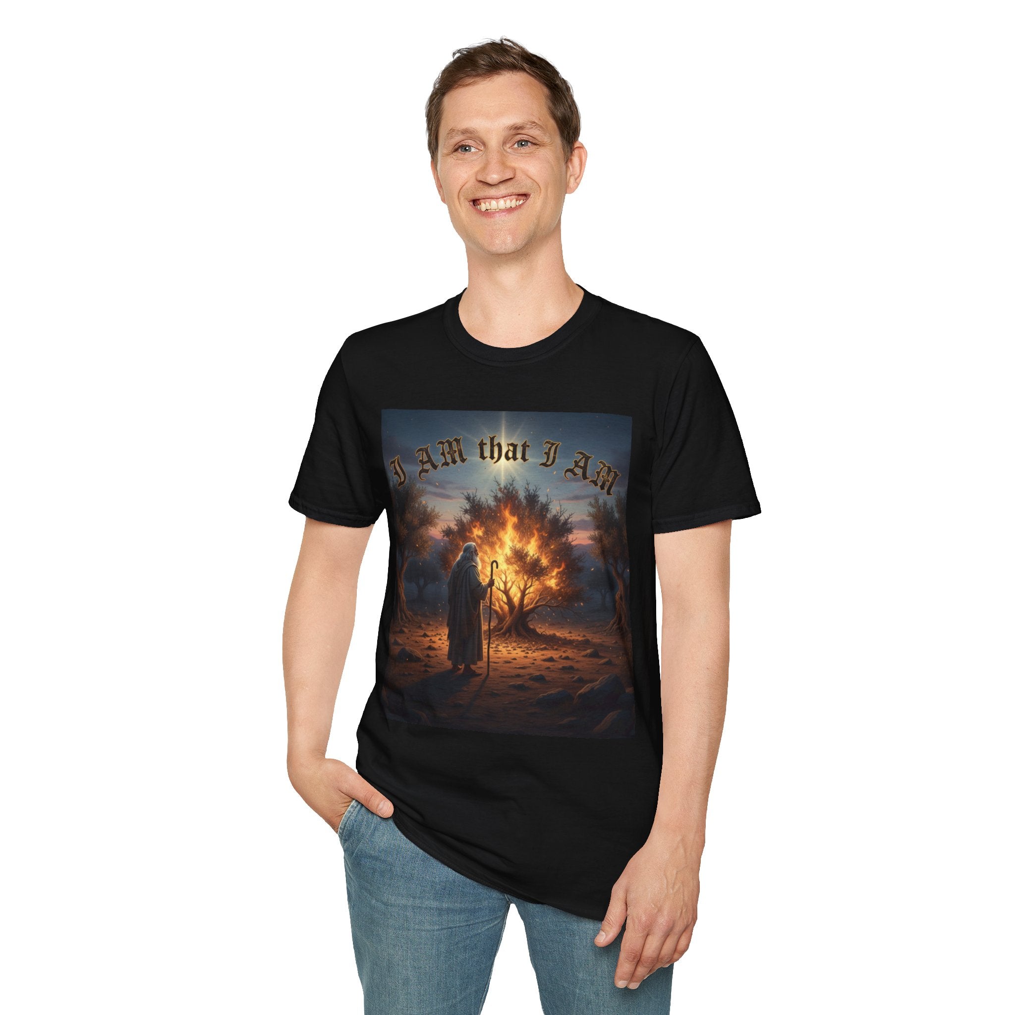 I AM That I AM T‑Shirt — Burning Bush Biblical Faith Graphic Tee