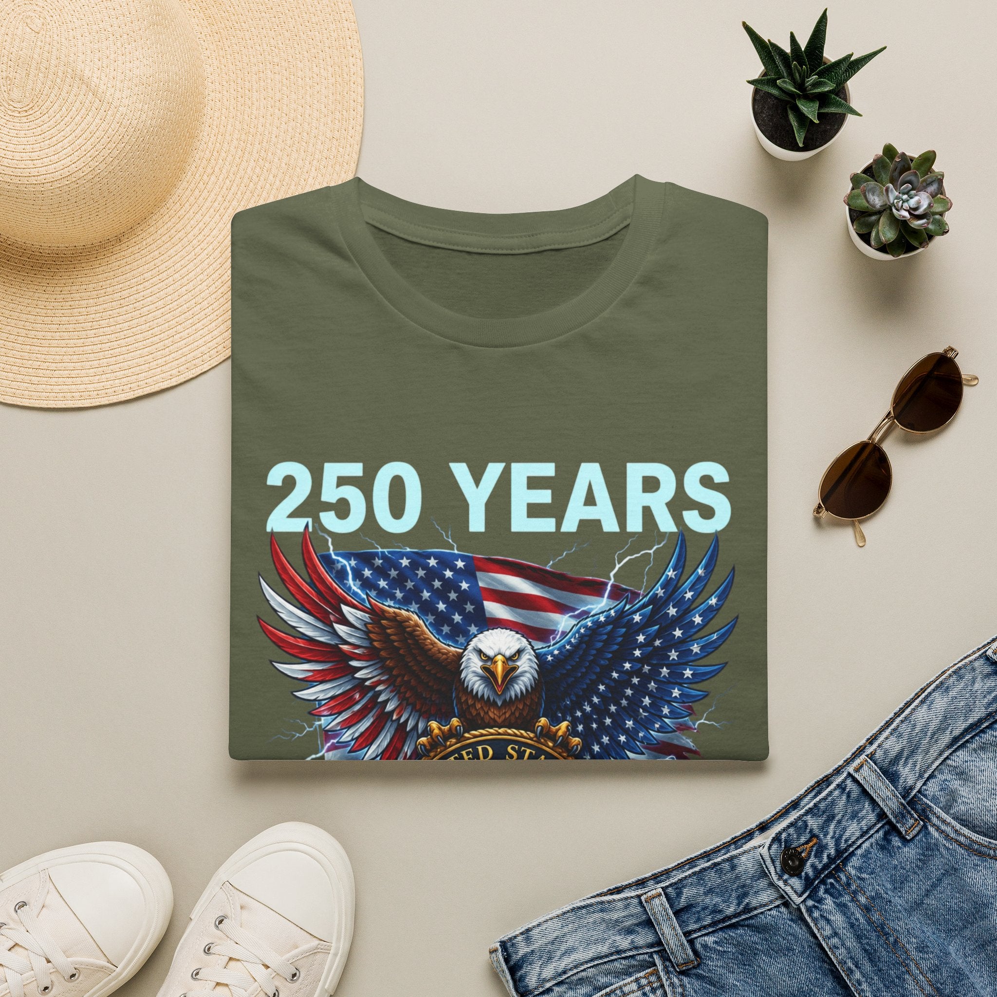 250 Years 1776–2026 Eagle Flag T-Shirt — Patriotic USA Anniversary Tee