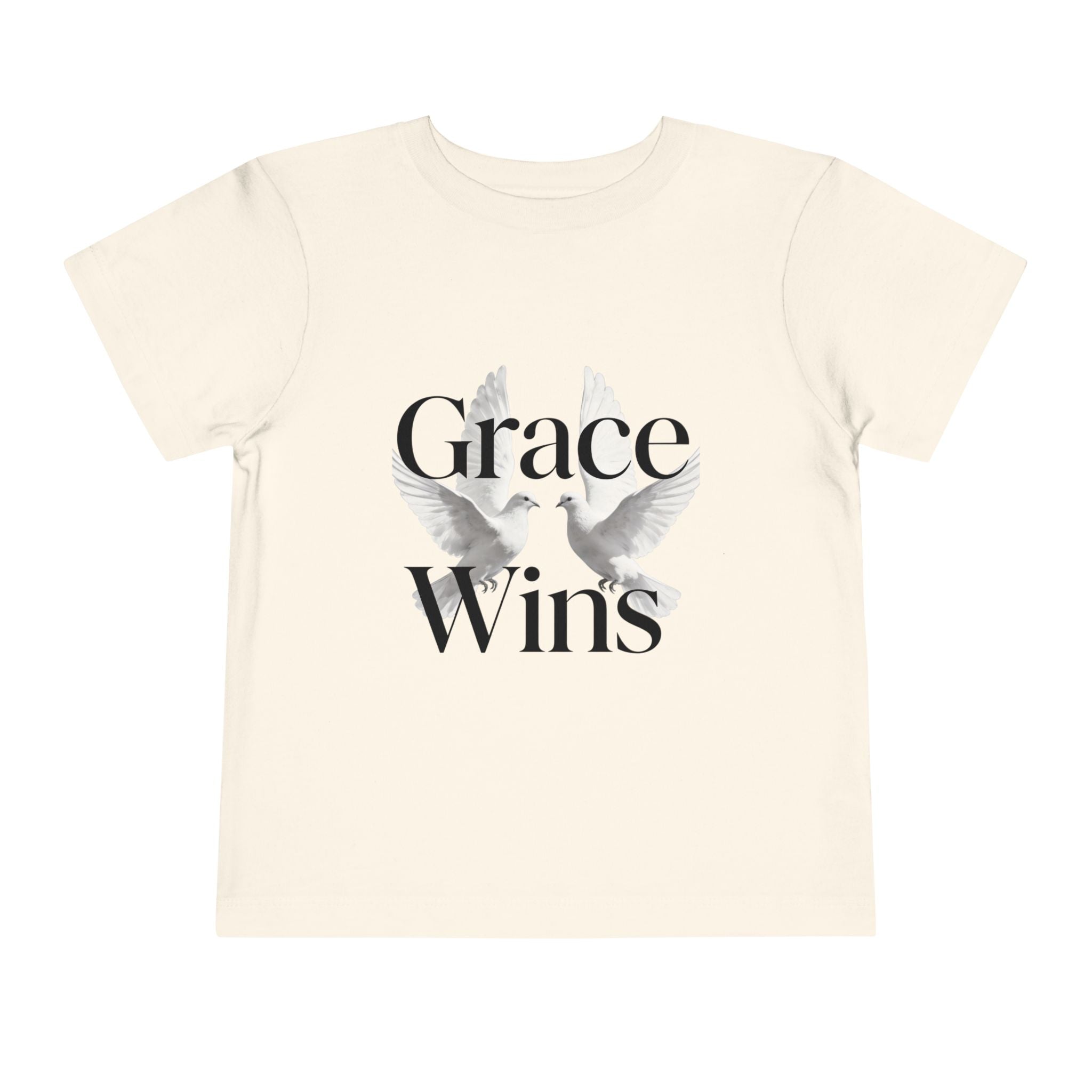 Toddler Tee — "Grace Wins" Dove Graphic Christian Short Sleeve Shirt