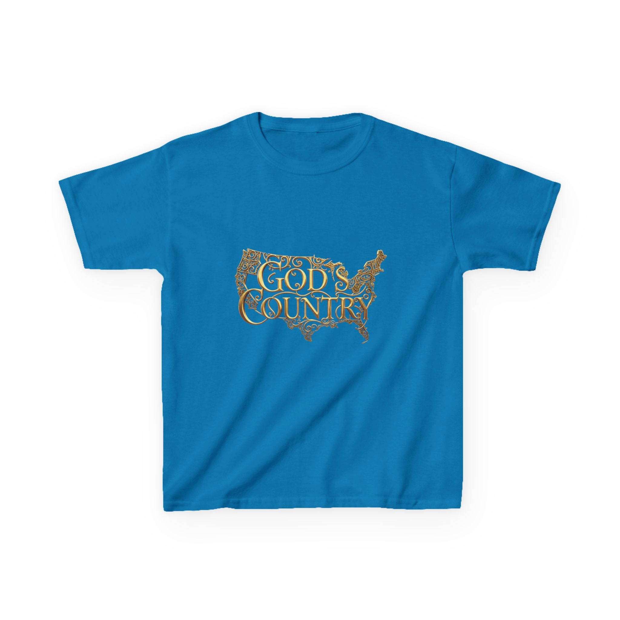Kids T‑Shirt — "God's Country" USA Map Kids Tee (Patriotic Christian Youth Shirt)