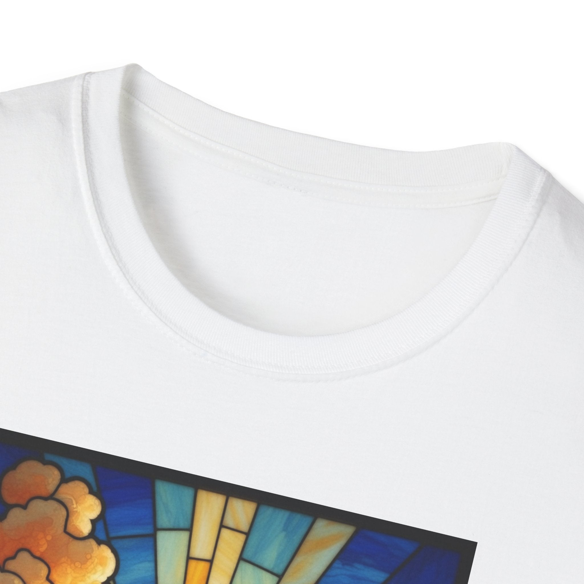 Christian Cross T-Shirt — Stained Glass Sunrise Faith Tee