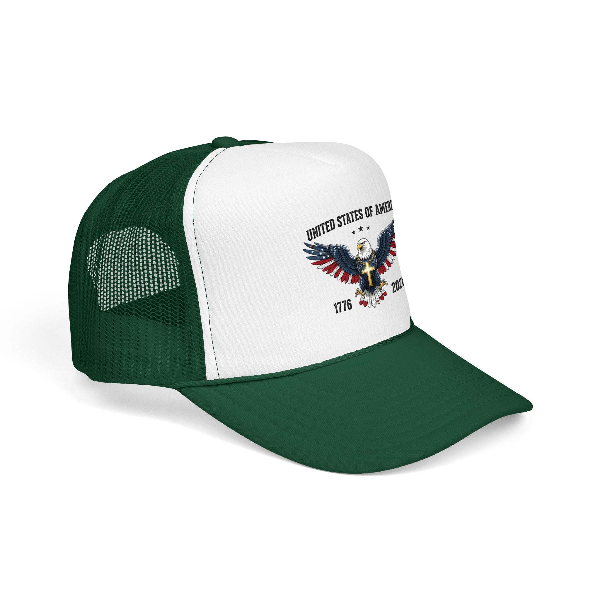 American Eagle Trucker Hat – Patriotic Cross & Flag Design