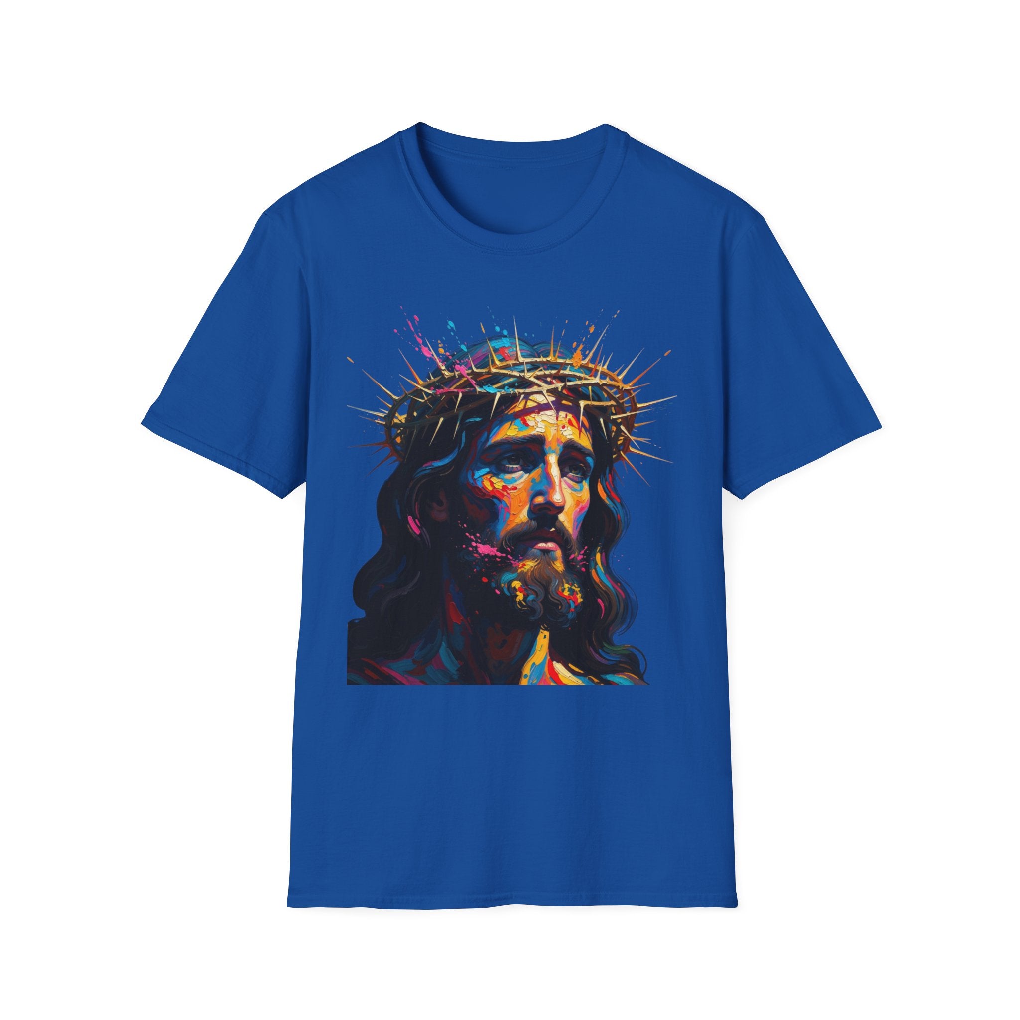 Jesus with Crown of Thorns T-Shirt | Colorful Portrait, Religious Christian Tee
