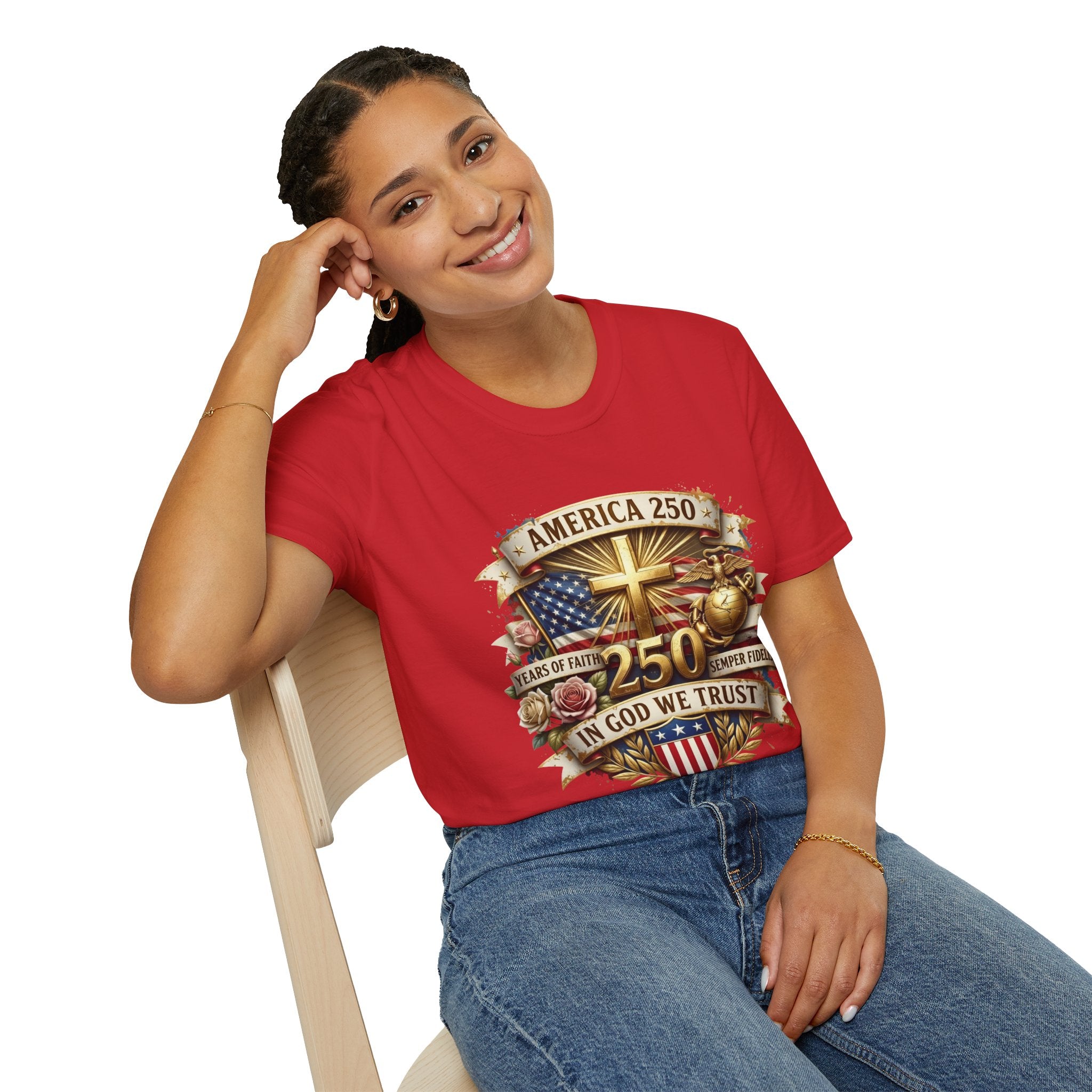 America 250 Christian T-Shirt — "In God We Trust" Patriotic Faith Tee