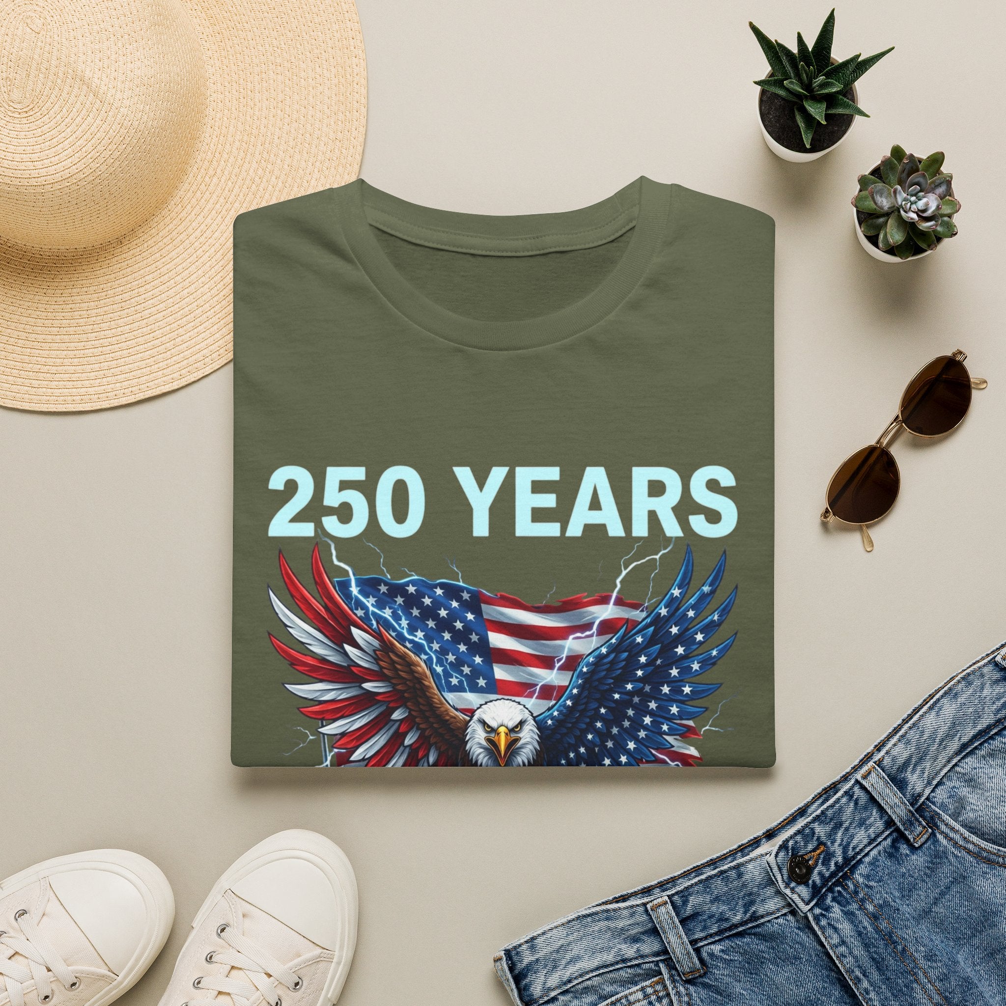 250 Years 1776–2026 Eagle & American Flag T-Shirt — Patriotic 250th Anniversary Tee