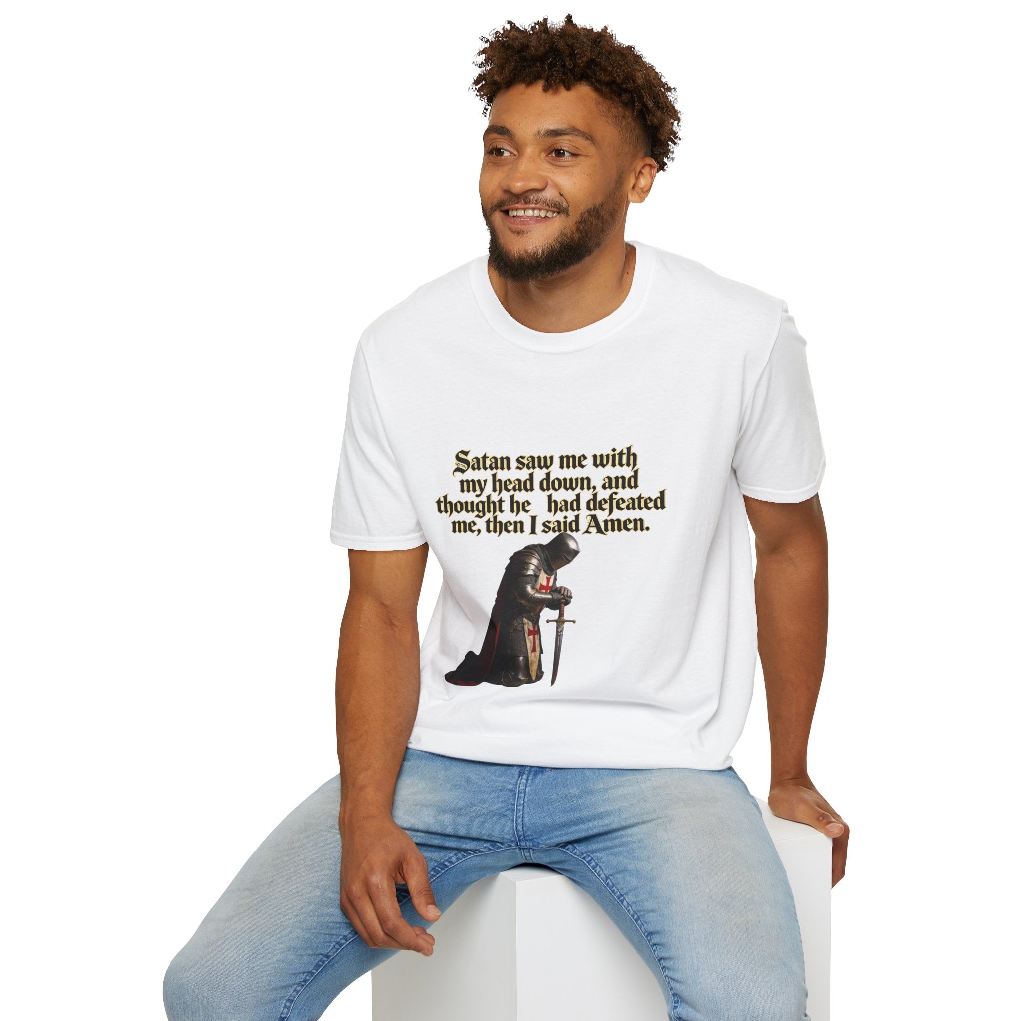 Christian Prayer T‑Shirt — "Satan Saw Me…Then I Said Amen" Faith Tee