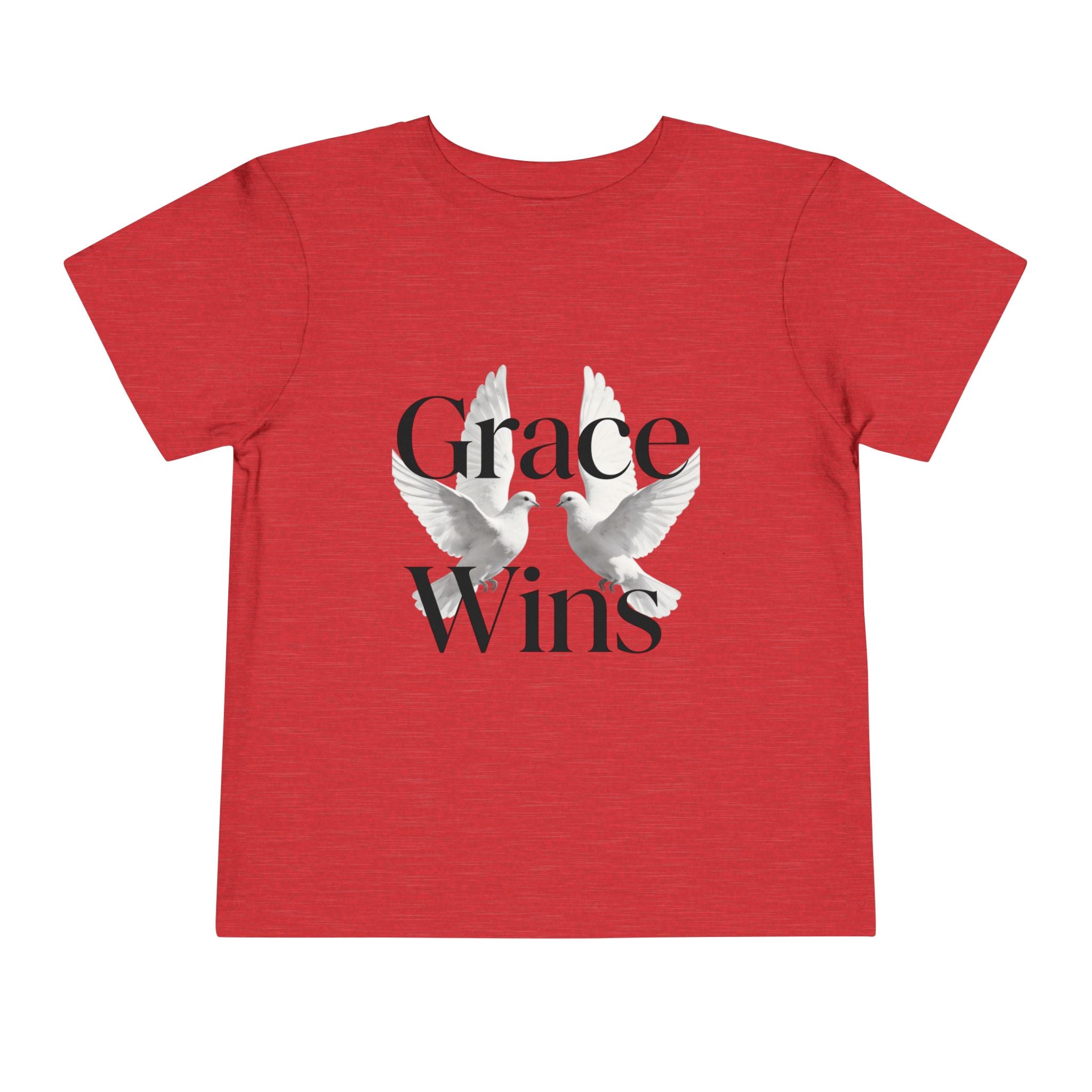 Toddler Tee — "Grace Wins" Dove Graphic Christian Short Sleeve Shirt