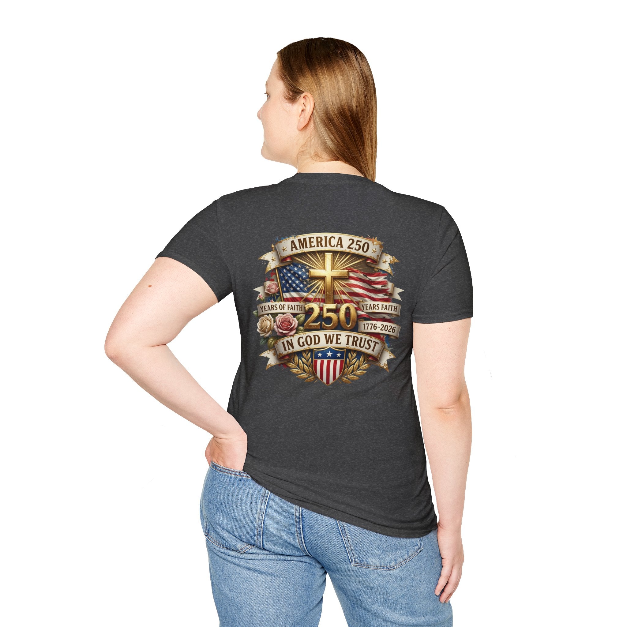 His Life Apparel Christian American 250 T‑Shirt — Three Crosses Faith Graphic