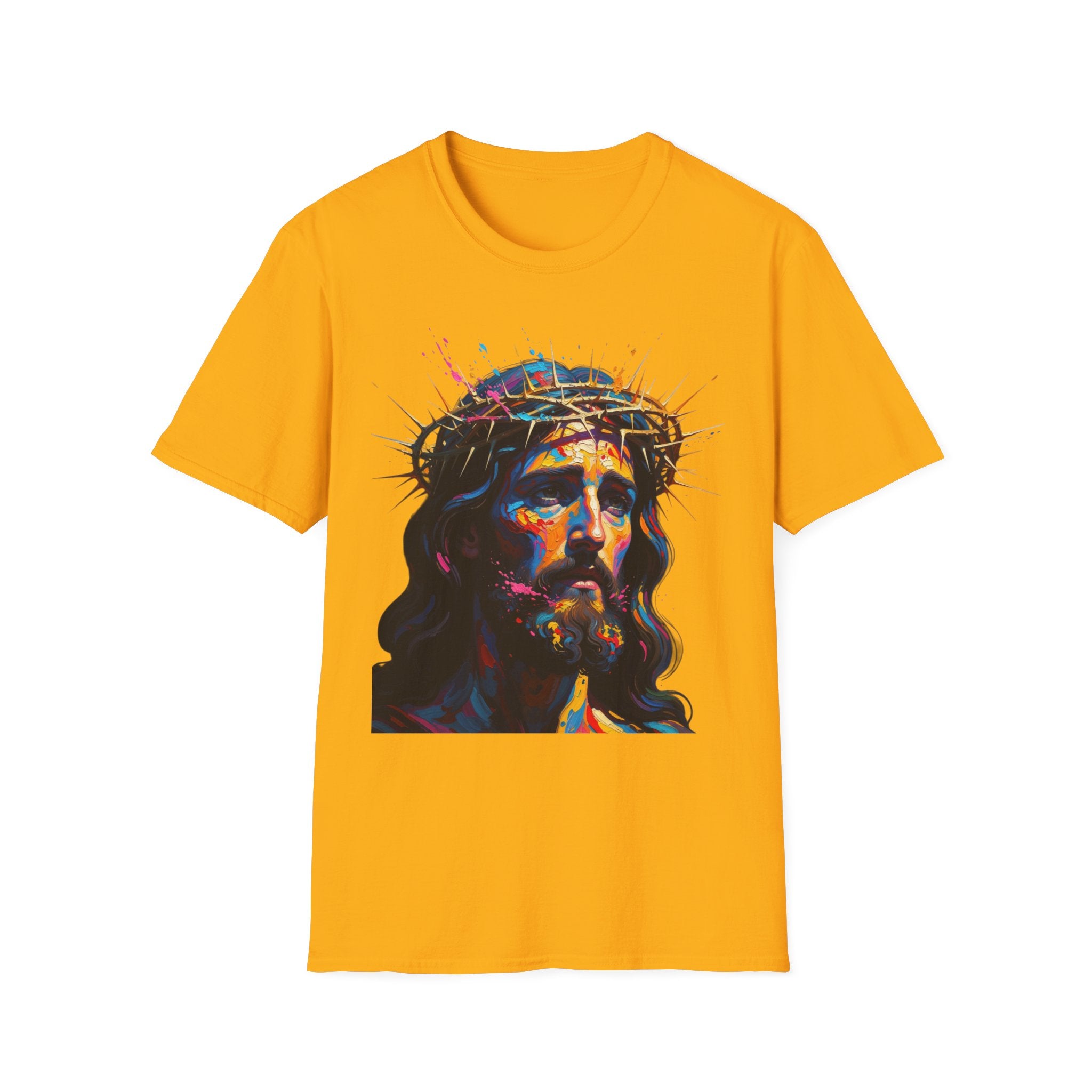 Jesus with Crown of Thorns T-Shirt | Colorful Portrait, Religious Christian Tee