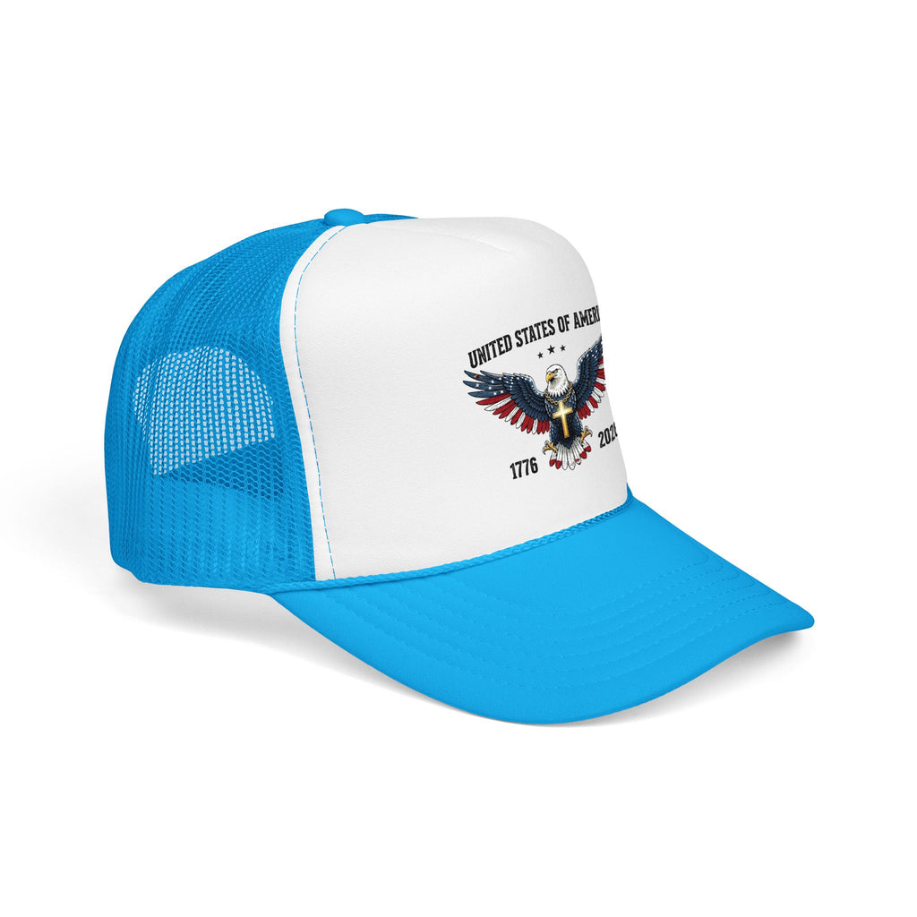 American Eagle Trucker Hat – Patriotic Cross & Flag Design