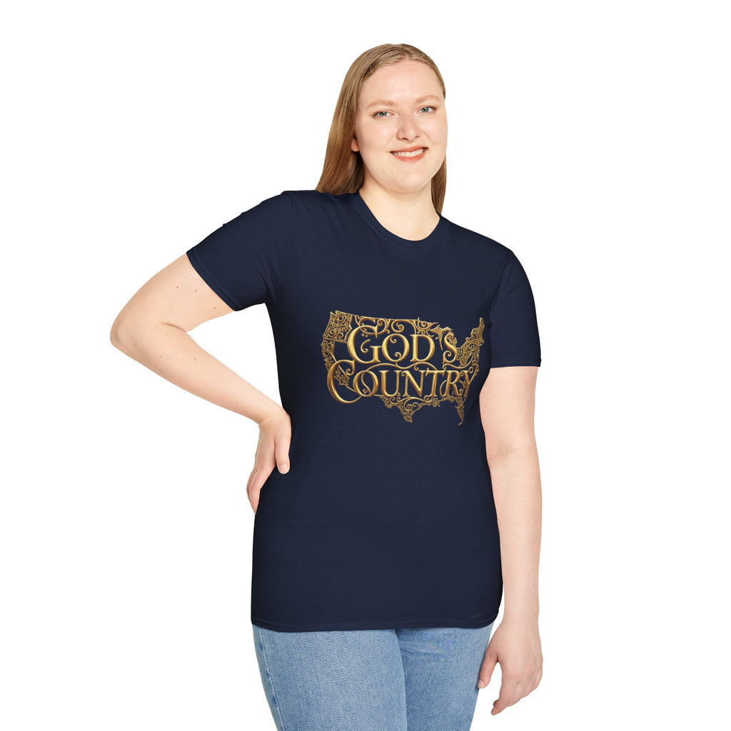 God's Country T-Shirt — Vintage USA Map Faith Tee