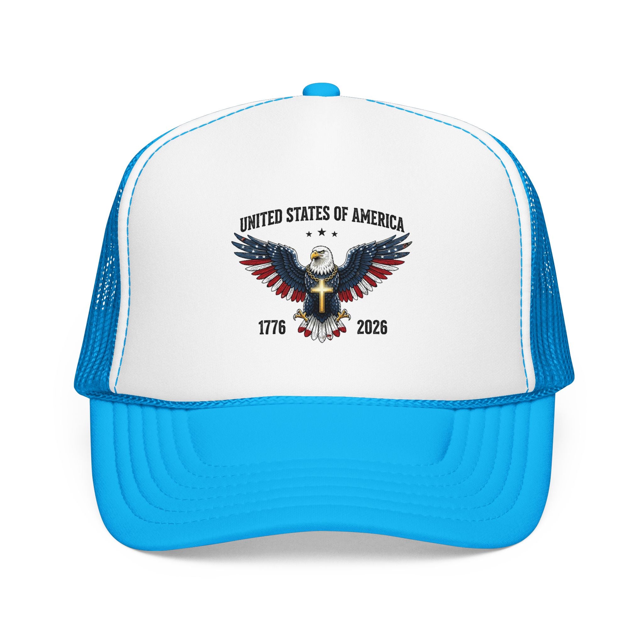 American Eagle Trucker Hat – Patriotic Cross & Flag Design