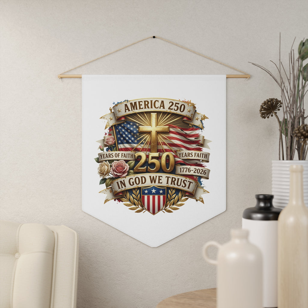 America 250 Pennant – "In God We Trust" Patriotic Commemorative Banner (1776–2026)