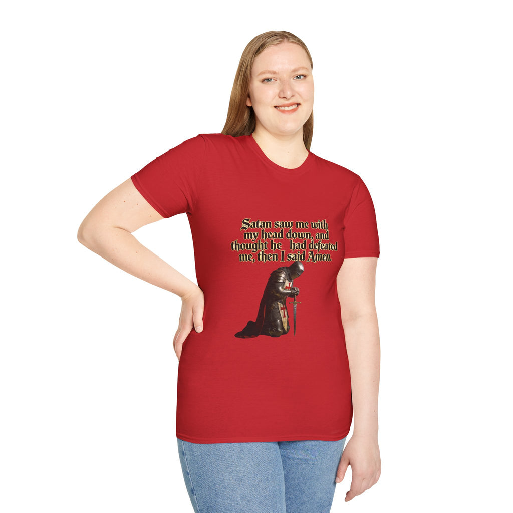 Christian Prayer T‑Shirt — "Satan Saw Me…Then I Said Amen" Faith Tee