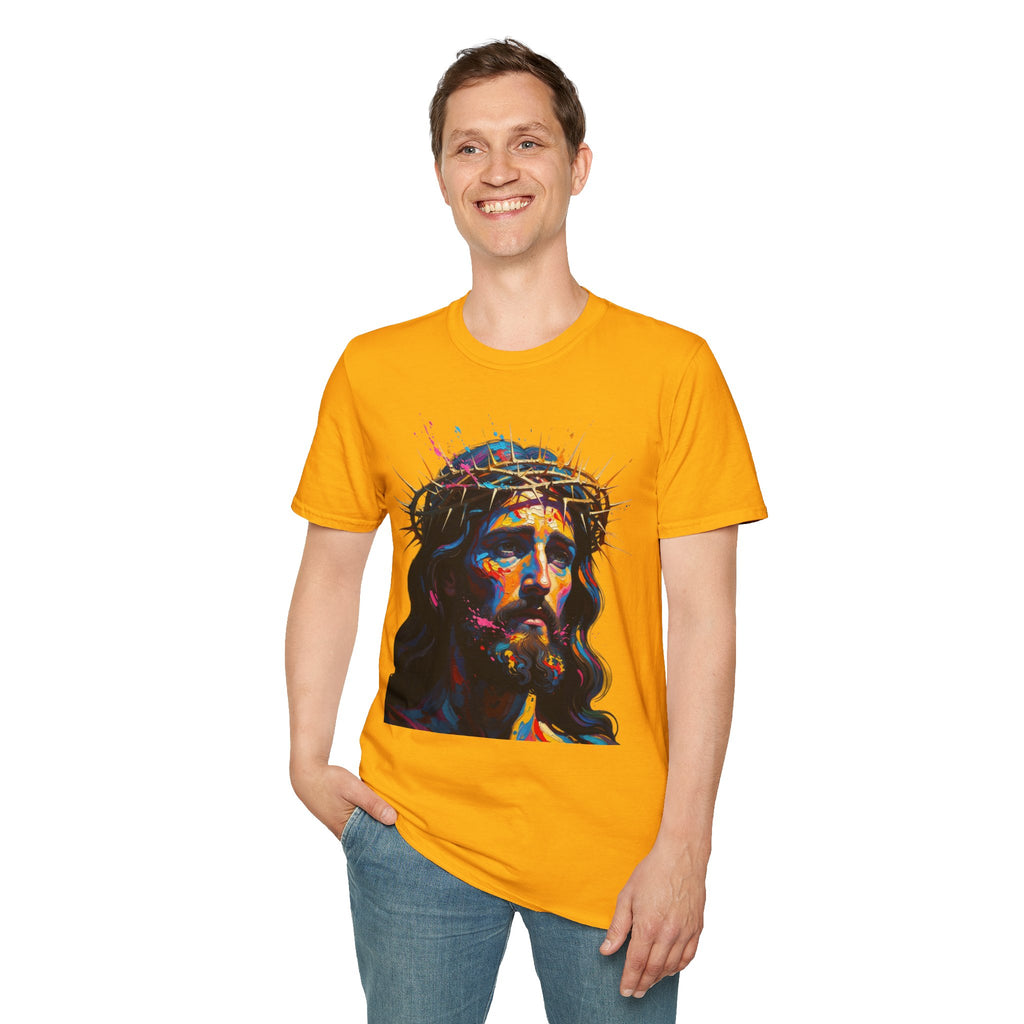 Jesus with Crown of Thorns T-Shirt | Colorful Portrait, Religious Christian Tee