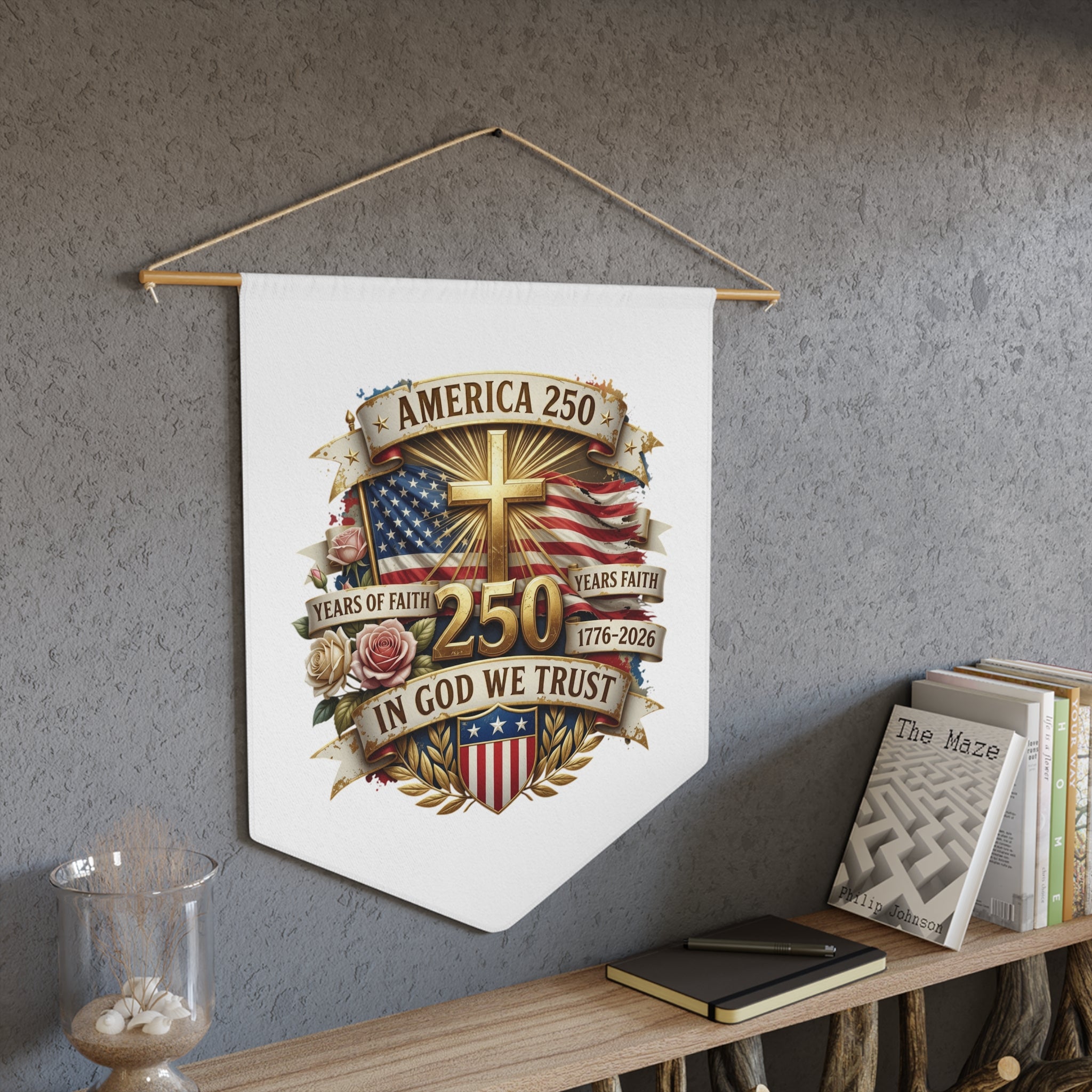 America 250 Pennant – "In God We Trust" Patriotic Commemorative Banner (1776–2026)