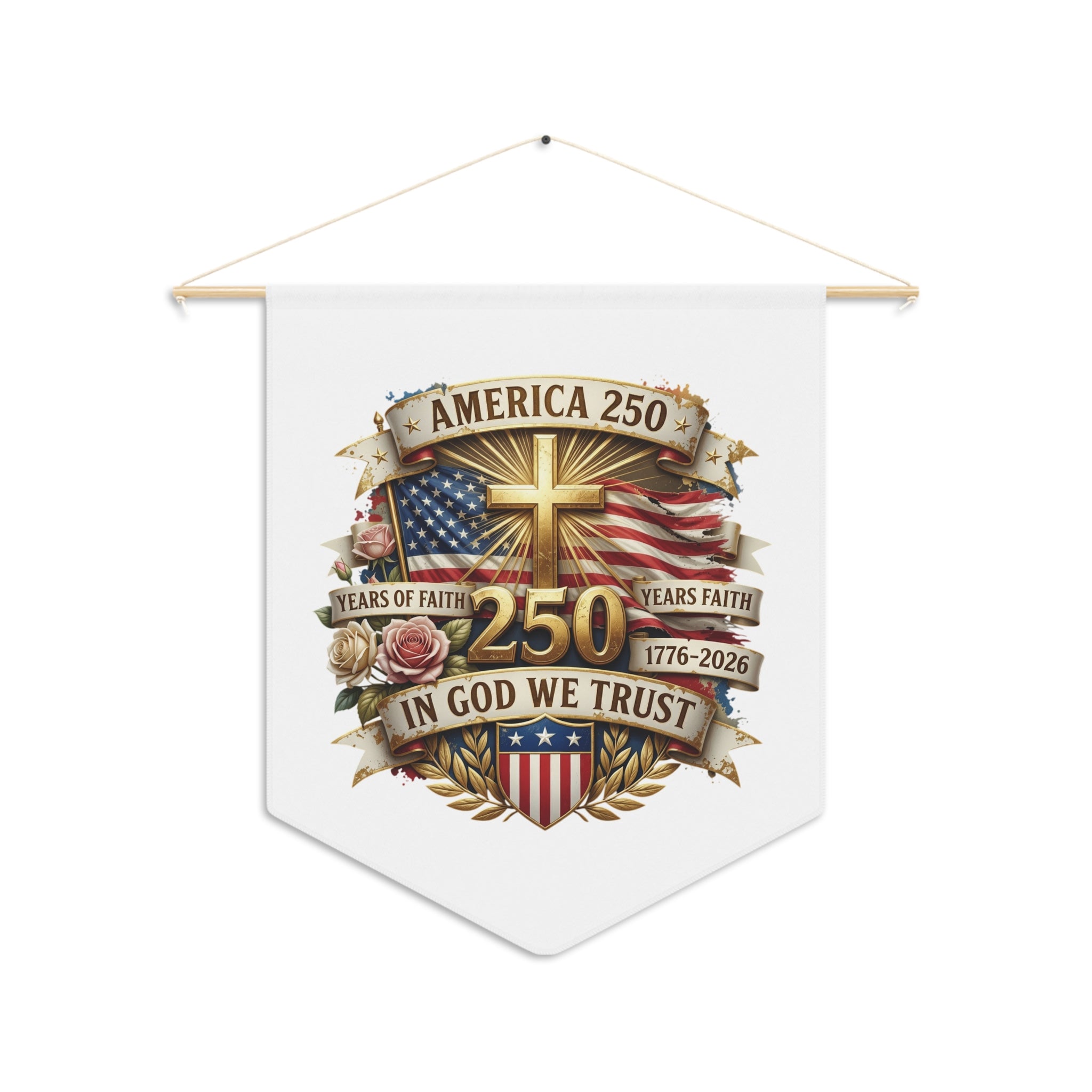 America 250 Pennant – "In God We Trust" Patriotic Commemorative Banner (1776–2026)