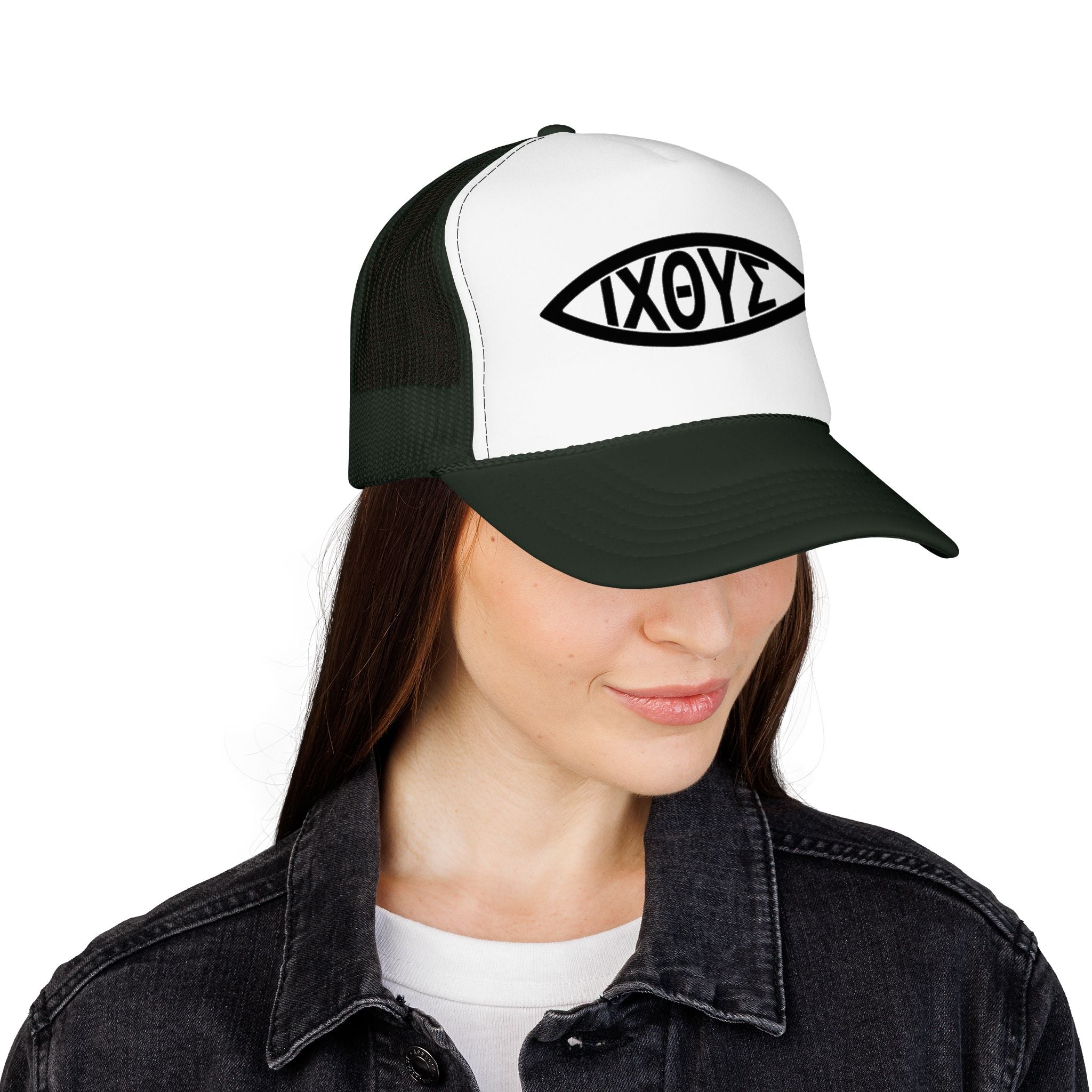Christian Fish Trucker Hat with ΙΧΘΥΣ Ichthys Design
