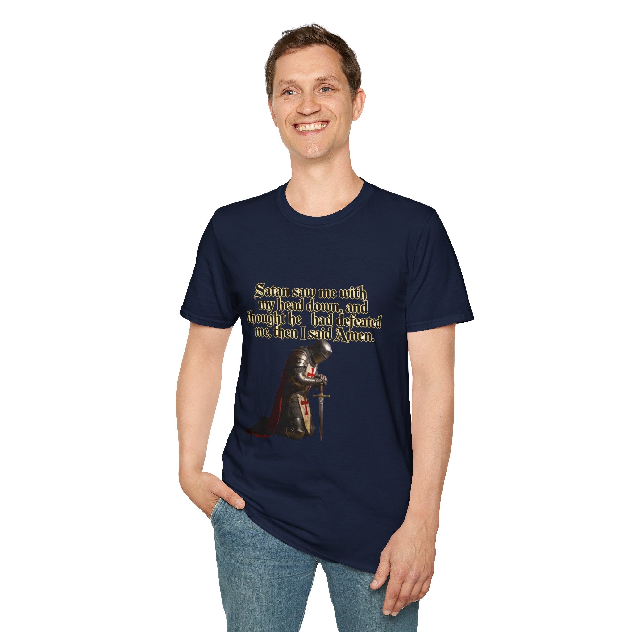Christian Prayer T‑Shirt — "Satan Saw Me…Then I Said Amen" Faith Tee