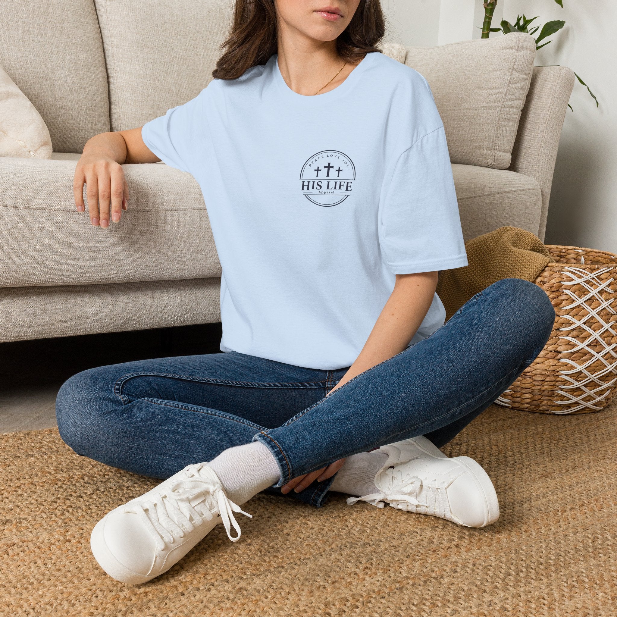 His Life Christian America 250 T-Shirt — Small Cross Logo Faith Tee