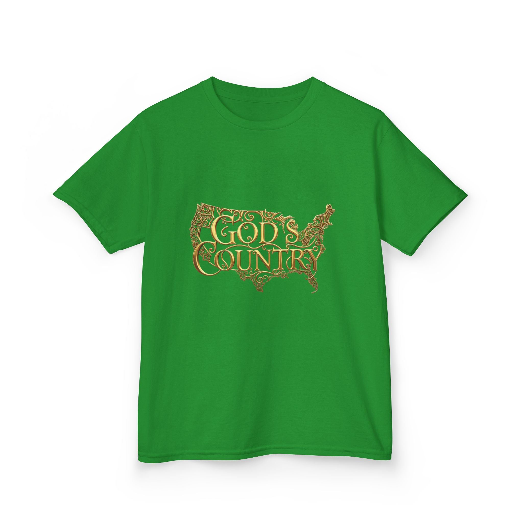 Kids T‑Shirt — "God's Country" USA Map Kids Tee (Patriotic Christian Youth Shirt)