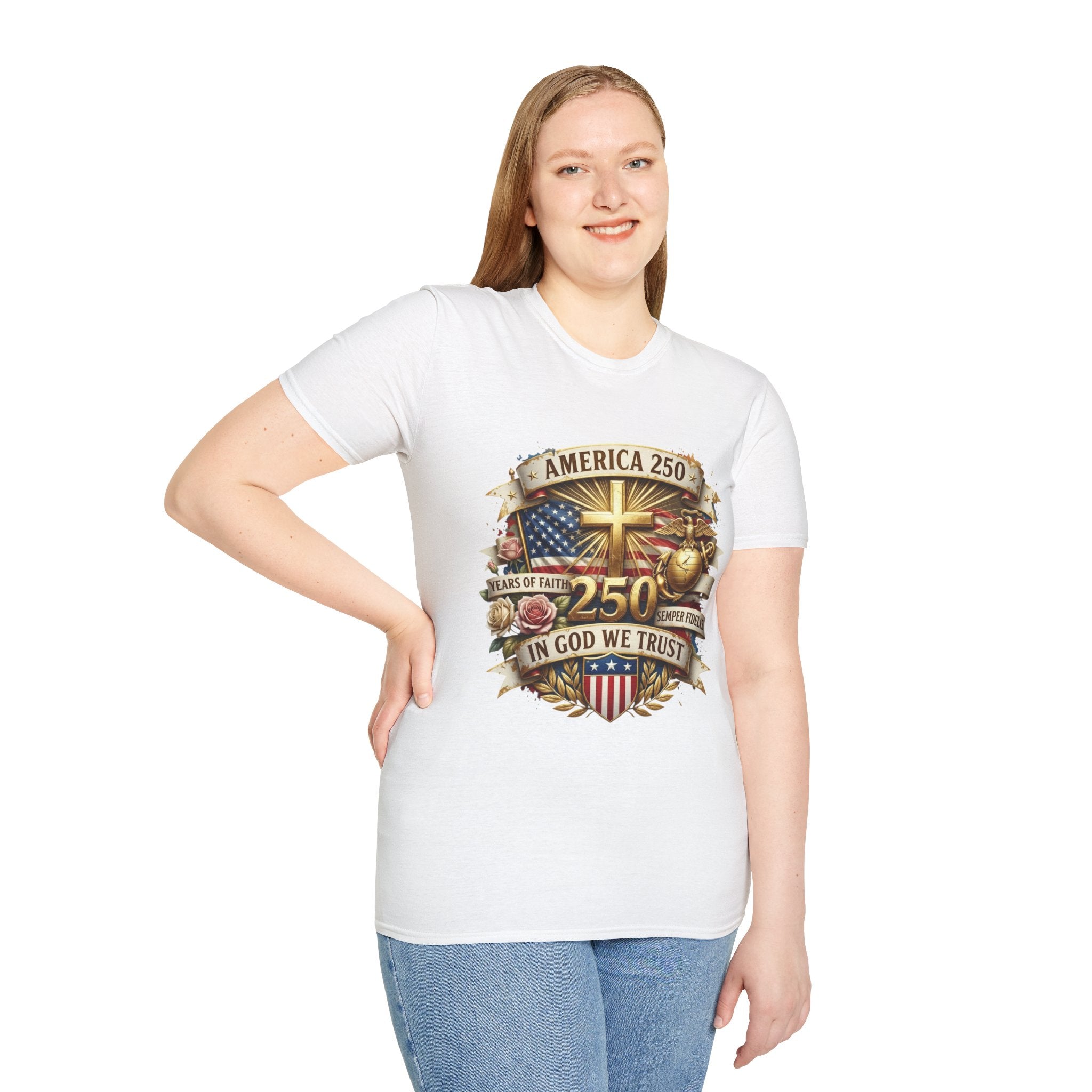 America 250 Christian T-Shirt — "In God We Trust" Patriotic Faith Tee